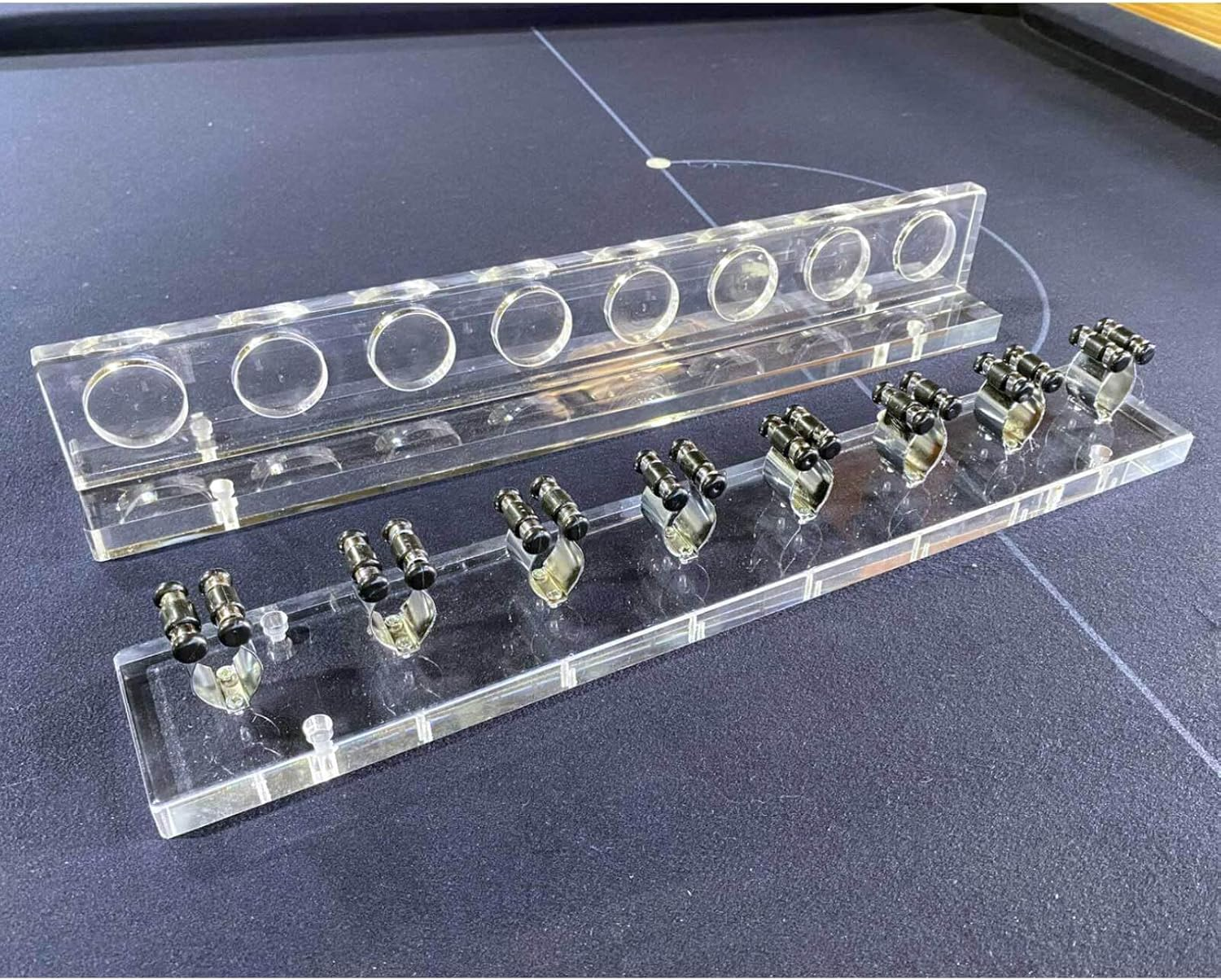 SPORTIVO DI VINCI Acrylic 2Pc Pool Snooker Billiards Wall Cue Rack Holder 8 Cues