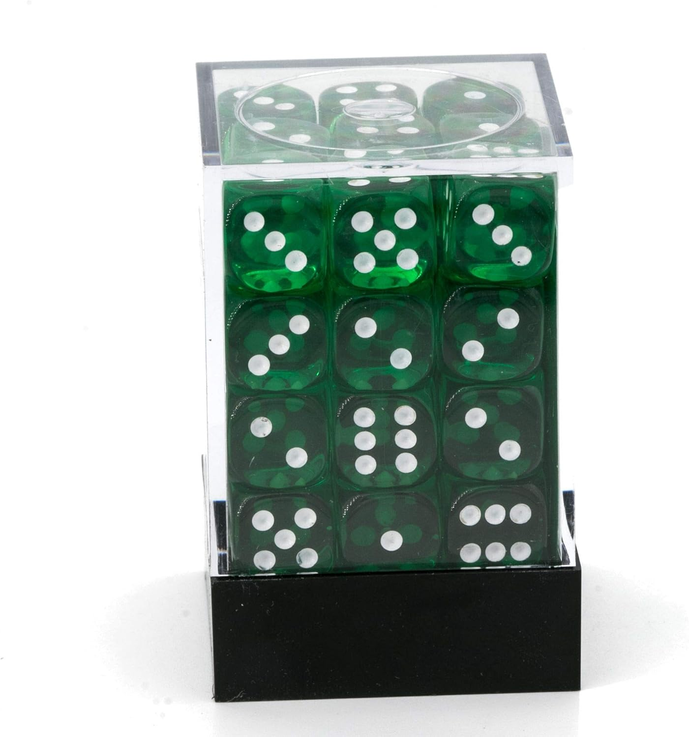 Chessex 27040 D6 Dice Translucent 12Mm Green/White (36 Dice in Display) Dice image number 2