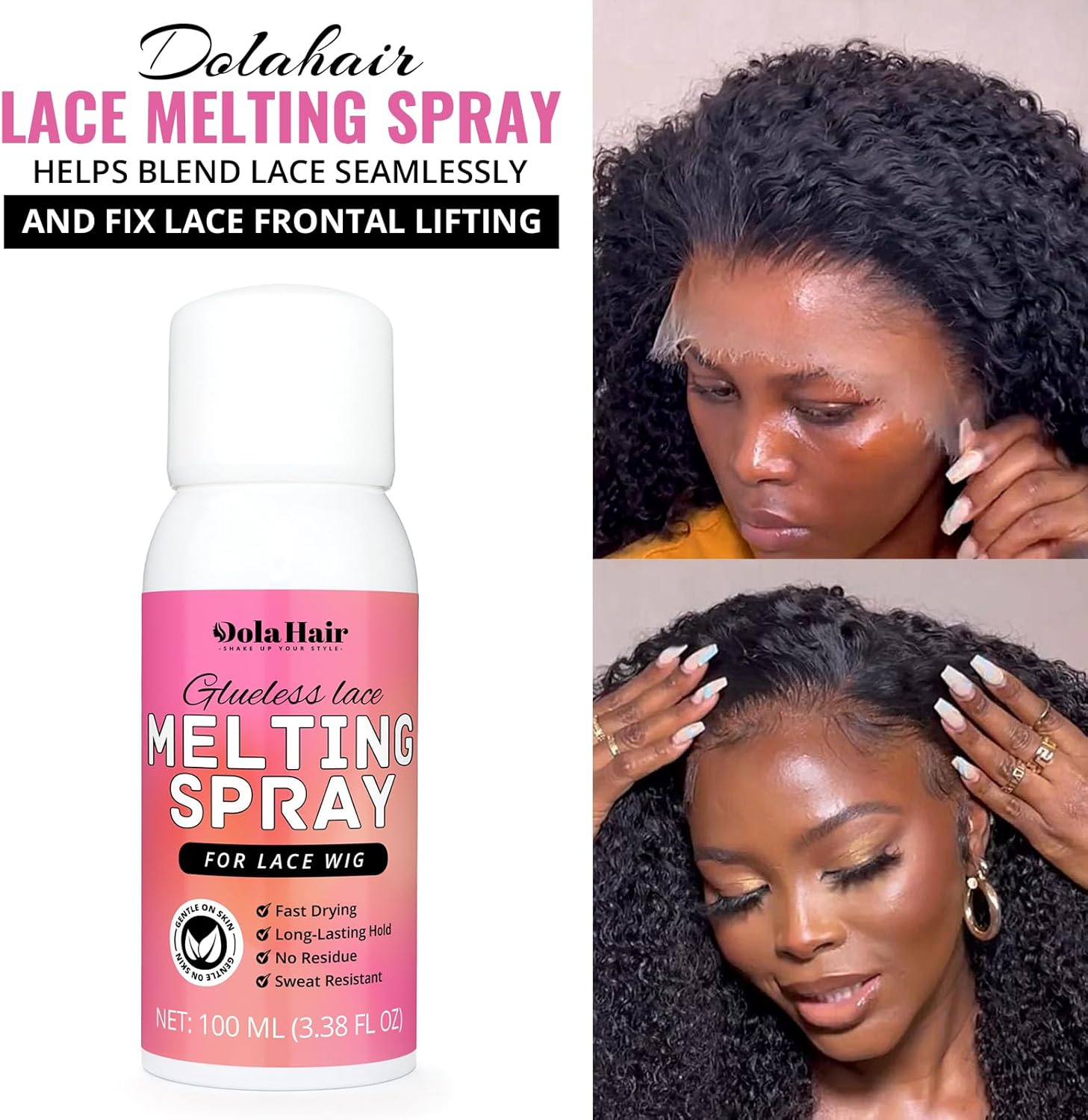 Dolahair Lace Glue Kit - Complete Set with Lace Tint Mousse, Wig Installation & Melting Spray(Medium Brown) - Medium Brown image number 3