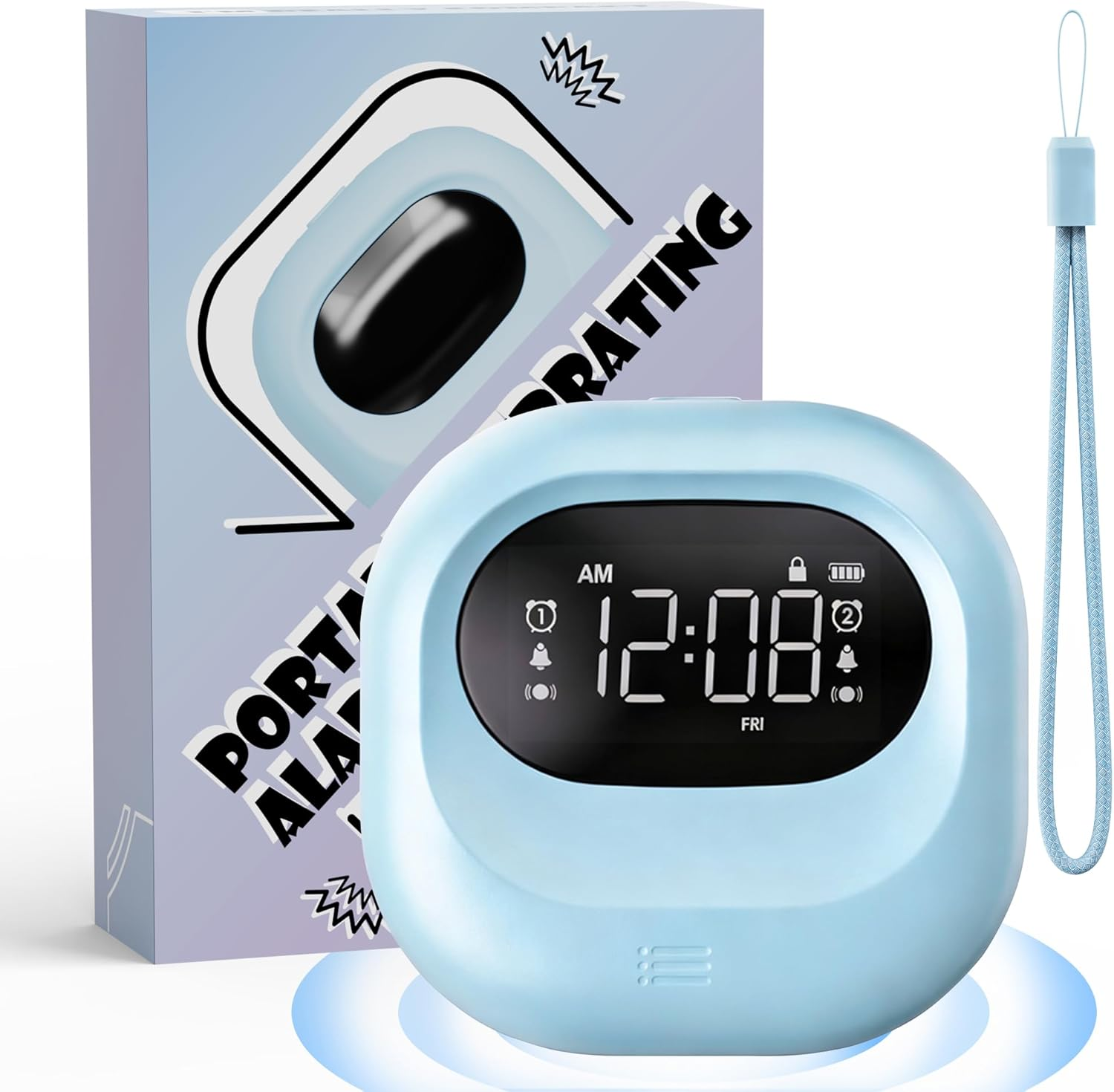 Roxicosly Vibrating Alarm Clock under Pillow,Portable Travel Alarm Clocks Battery Powered,Digital Loud Alarm Clock with 3 Vibrating & Wake-Up Modes,Dual Alarm,Snooze,Dst,Weekday/Weekend (Black)