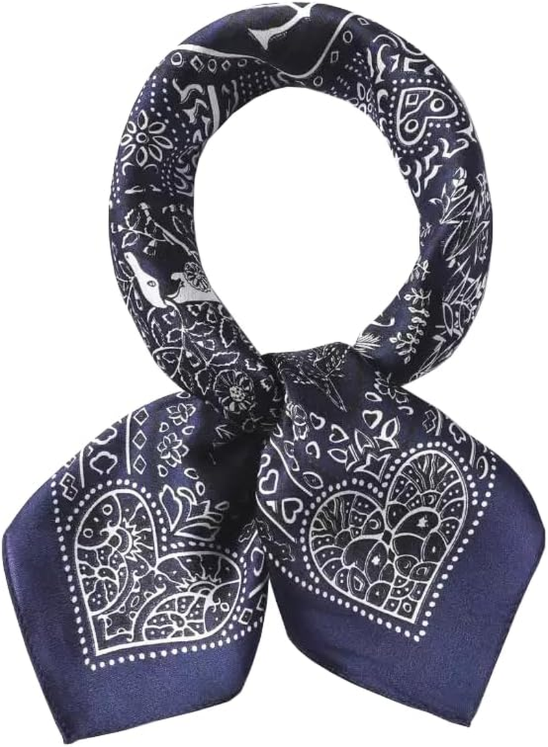 ANDANTINO 100% Pure Mulberry Silk Small Square Scarves -21'' X 21''- Digital Printed Neckerchief Women Men Lightweight Scarf