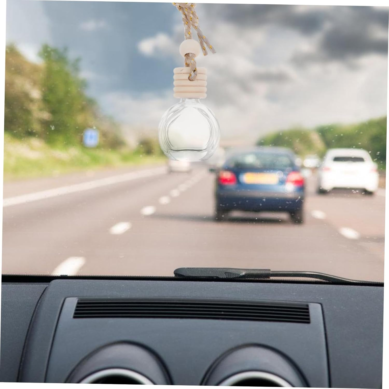 6Pcs Empty Perfume Bottle Car Hanging Decor Glass Delicate Car Diffuser Reusable Hanging Aroma Bottle