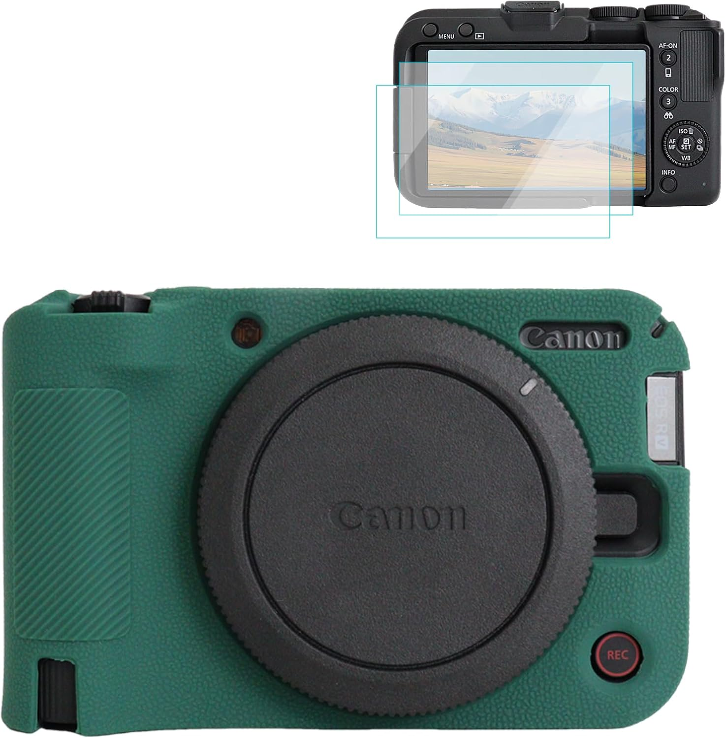 Rieibi Silicone Case for Canon EOS R50 V Camera, Soft Camera Protective Case for Canon EOS R50V Camera Accessories with 2 Screen Protectors, Black