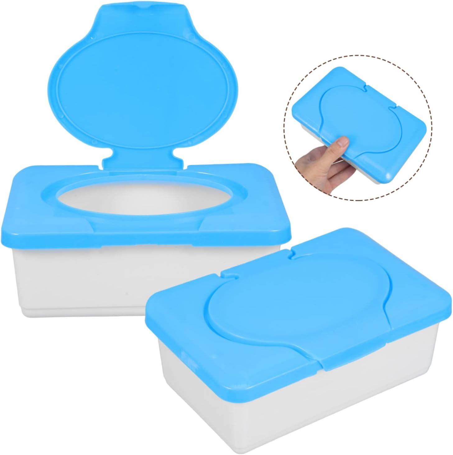 2Pcs Cleansing Wipes Box Portable Refillable Dispenser for Bathroom and Nursery Travel Use Plastic Storage Case image number 6