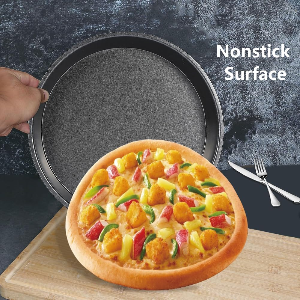 Pizza Pan, 9 Inch Metallic Deep Non Stick Bakeware Dish for Oven Baking Dishes Pans Pie Tray Premium Bakeware for Kitchenware image number 3