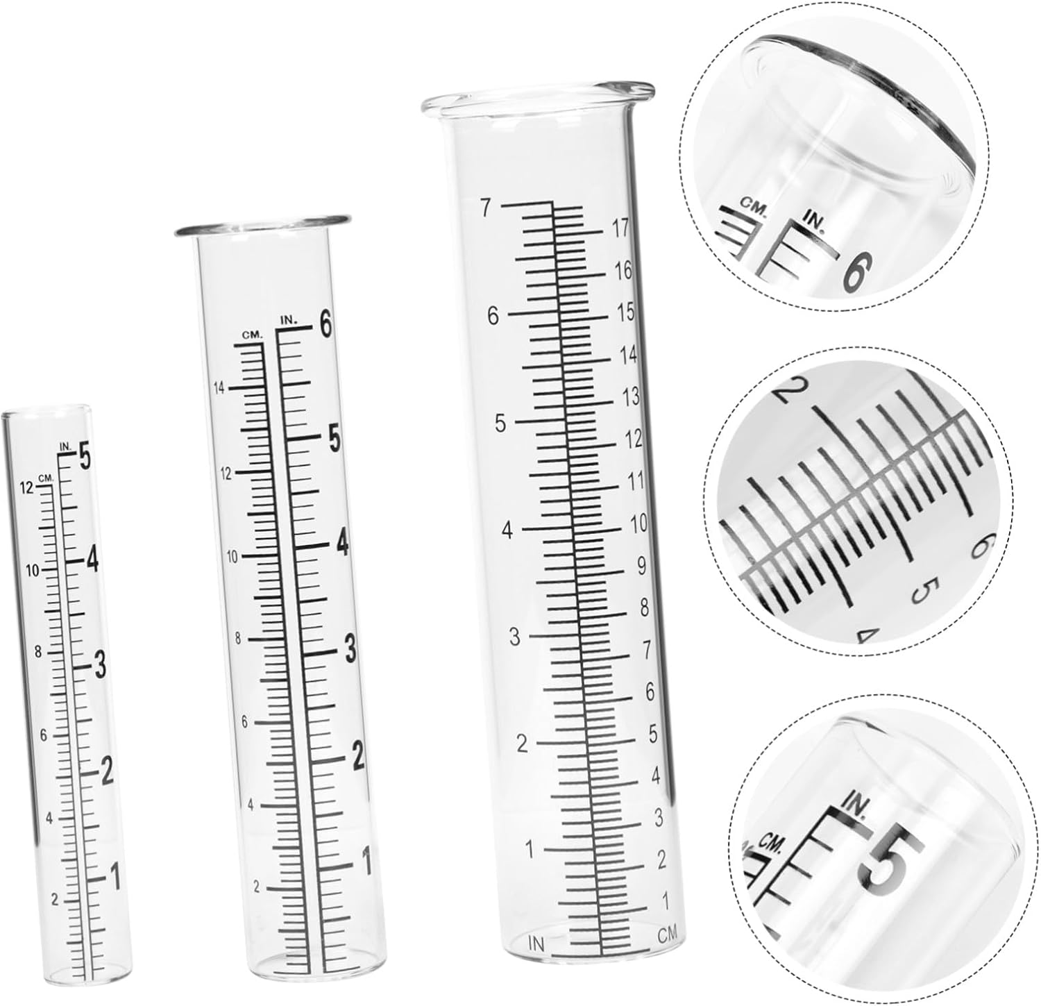 3Pcs Glass Rain Gauge Outdoor Measuring Cylinders with Clear Scale Practical Garden Water Measurement Tubes image number 3