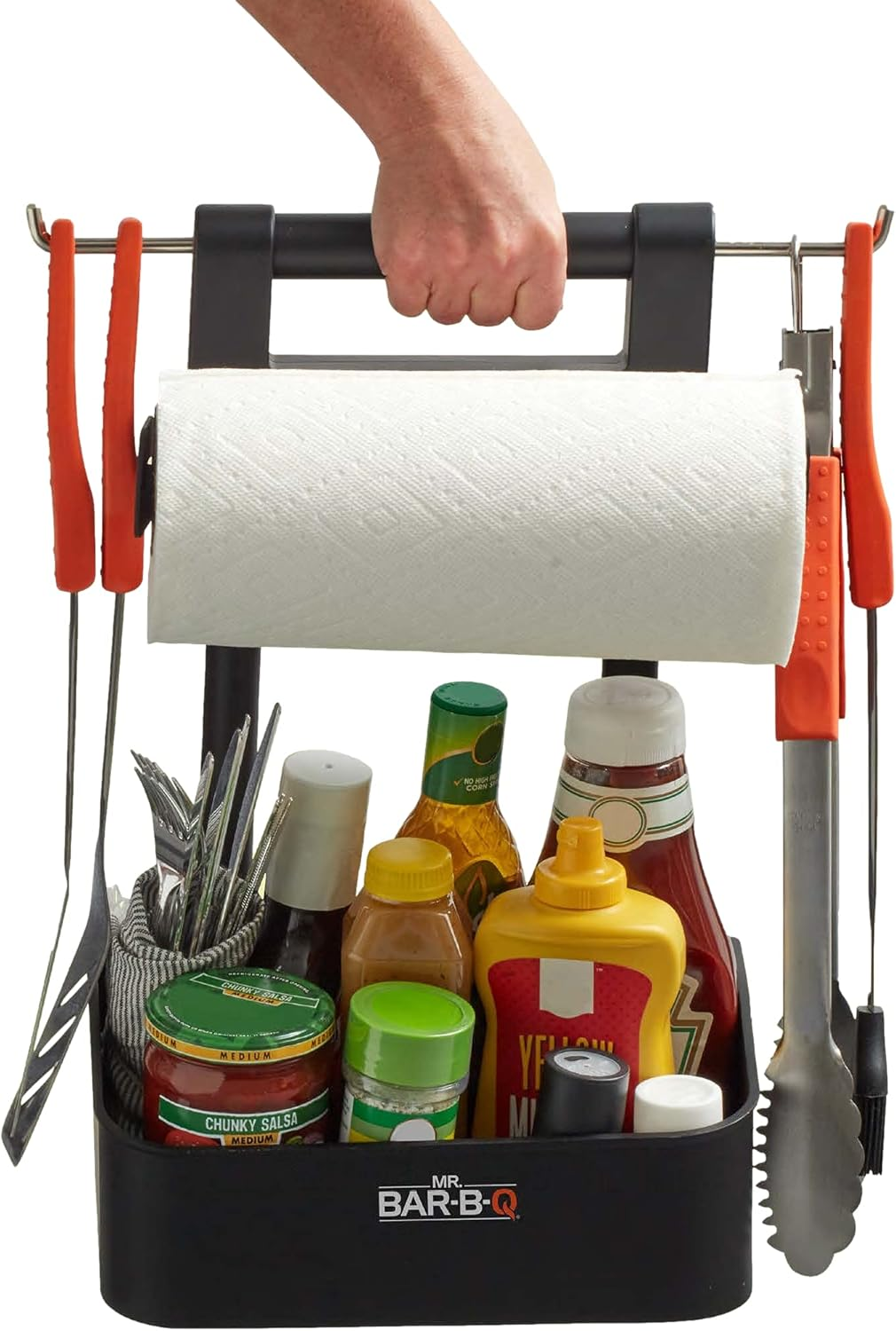 Mr. Bar-B-Q Adjustable Grilling Caddy | Store All Your Grilling Accessories in One Place | Roller Towel Holder | Reduce Mess While Grilling image number 4