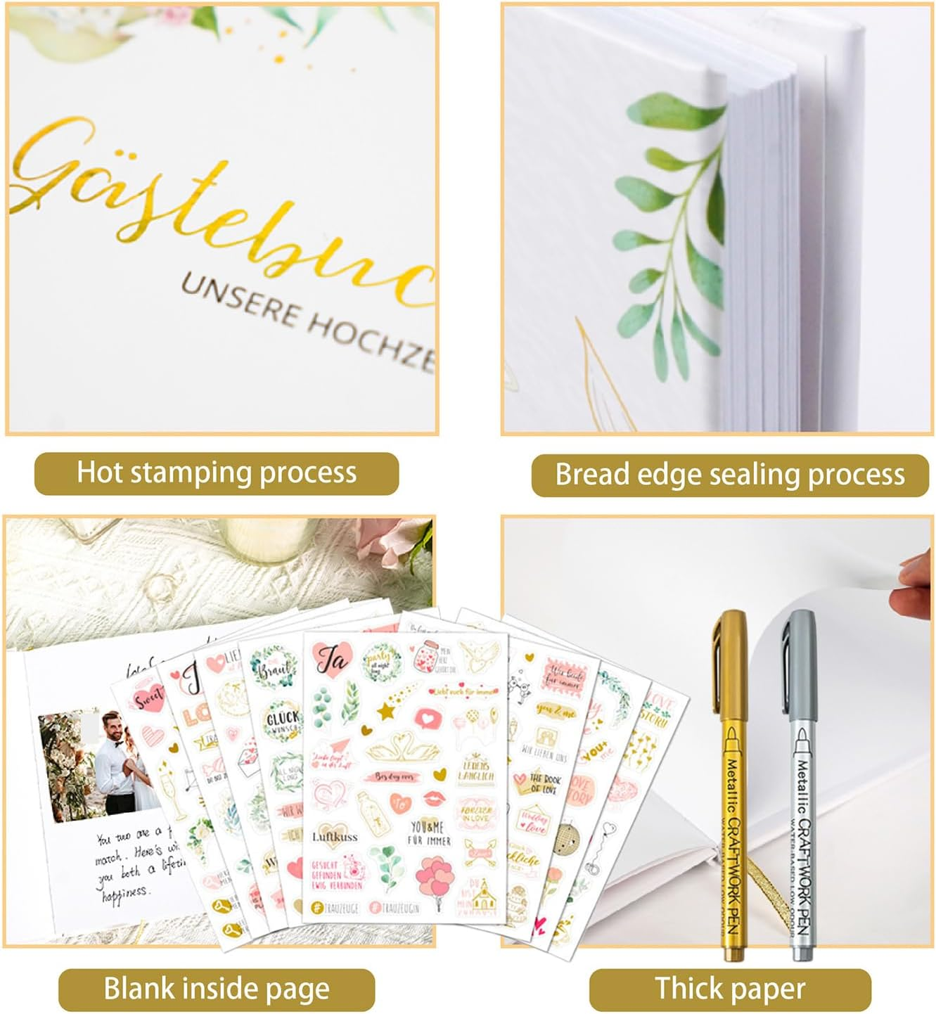 Elegant Wedding Guest Book Scrapbook with Stickers &ndash; Reception Signature Sign-In Book for Graduation, Baby Shower, Birthday, Retirement, and Special Events | Keepsake Memory Album image number 5