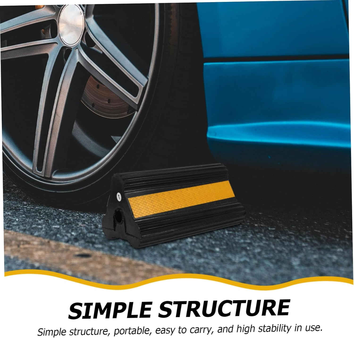 ORFOFE Rubber Wheel Stoppers Handle for Cars Trucks Non-Slip Tire Chocks for Trailer Wheel Chocks image number 3