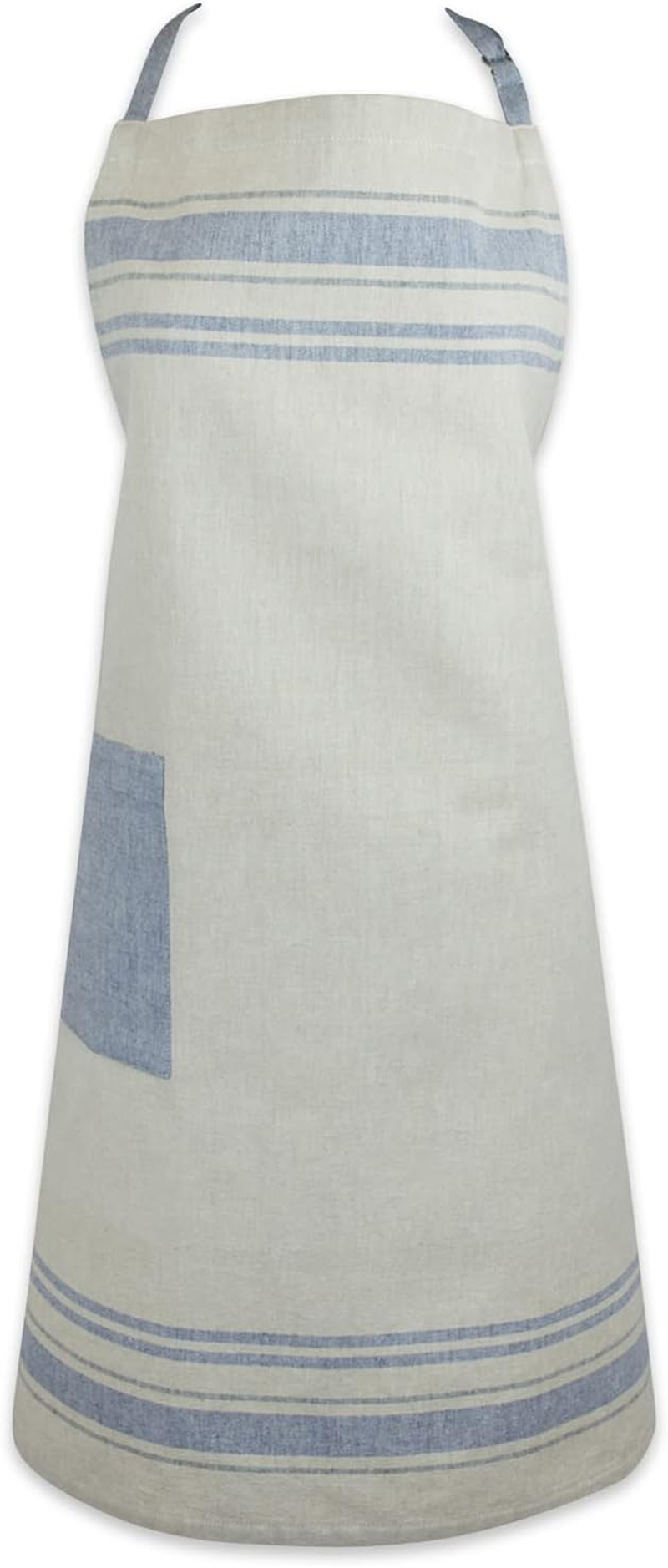 DII Cotton French Stripe Kitchen Chef Apron with Pocket and Extra-Long Ties, 33 X 28 French Country Farmhouse Men & Women Apron for Cooking, Baking, Bbq-Nautical Blue