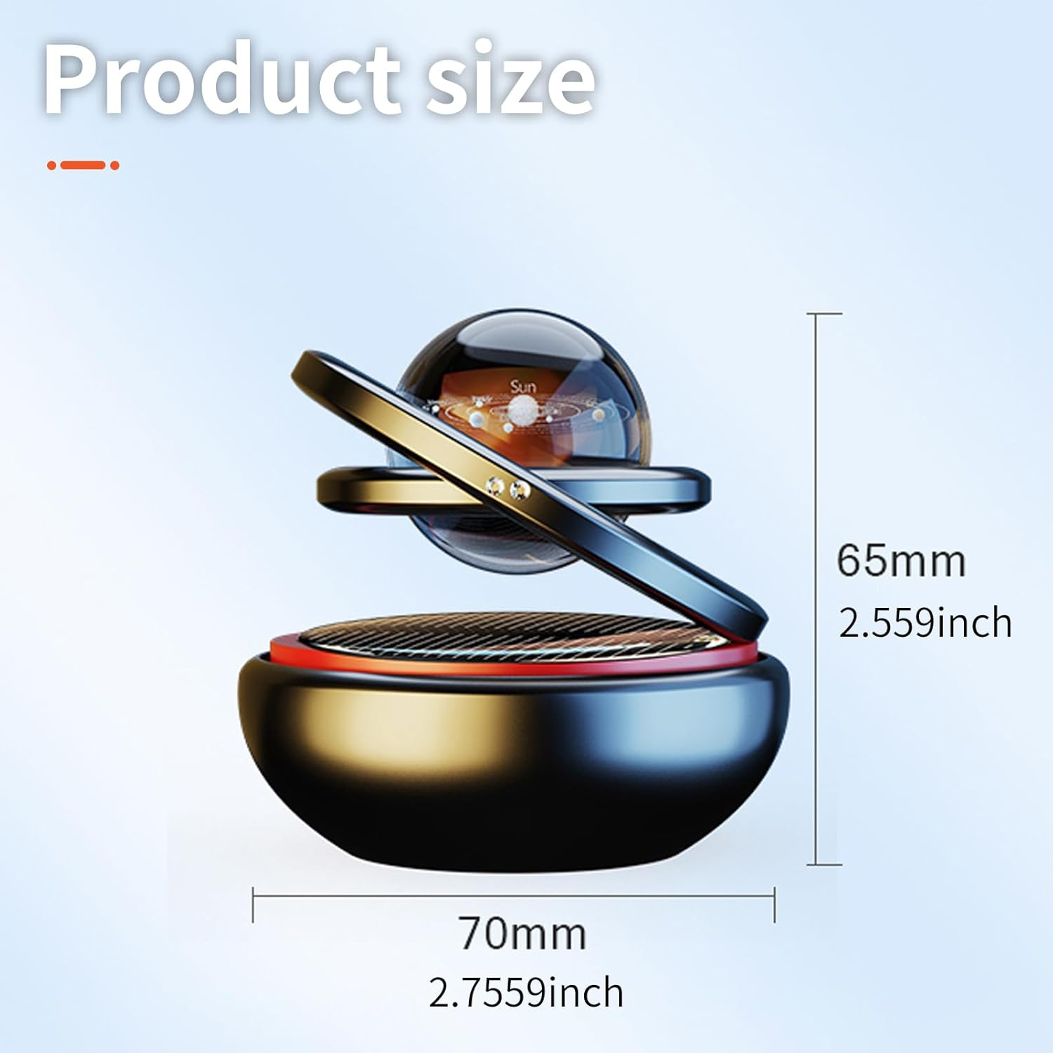 Kwak'S Car Air Freshener Solar Energy Air Purifier for Car Interior Autorotation Decoration Accessories(Black) - Black image number 2