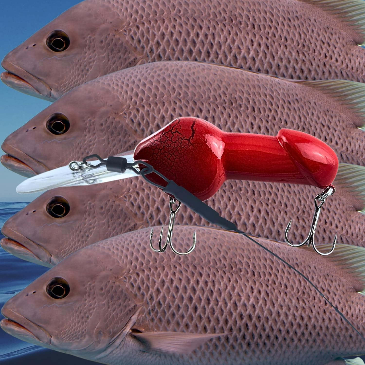 Whistytwig'S Novelty Deep Diving Crankbait - the Ultimate Fishing Lure for Freshwater and Saltwater - Perfect for Bass Fishing - Out for a Laugh but Also Catches Fish - Red image number 4