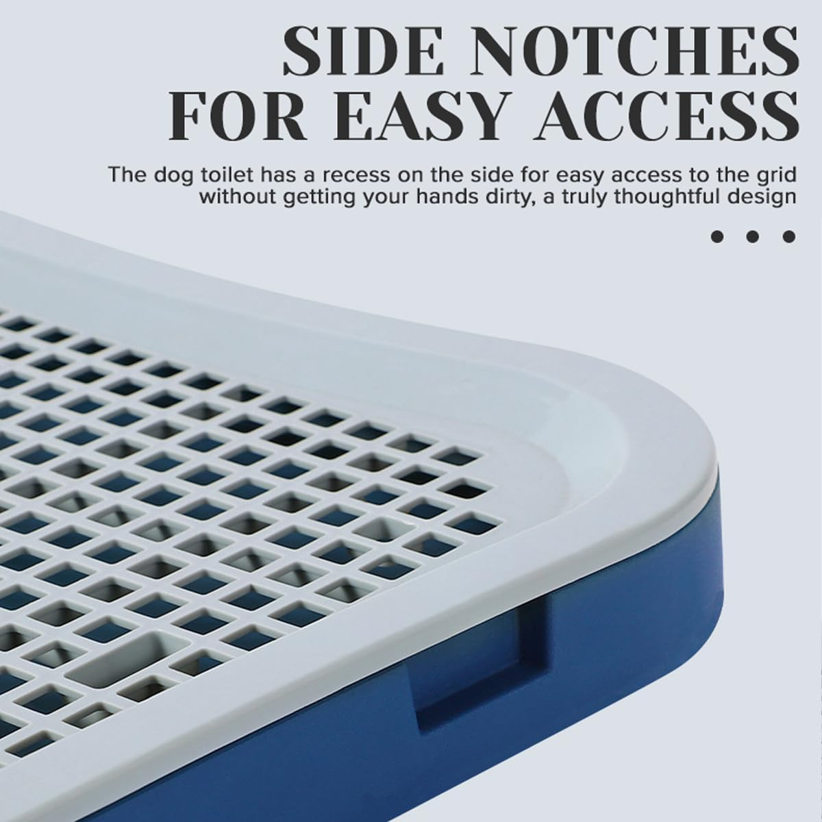 AIMALL Indoor Dog Potty Trainer, Small to Medium Breed Pet Toilet with Raised Edges, Anti-Slip Pee Tray, Easy Clean Grid System - 20.08"X15.55"X1.38" - Blue image number 6