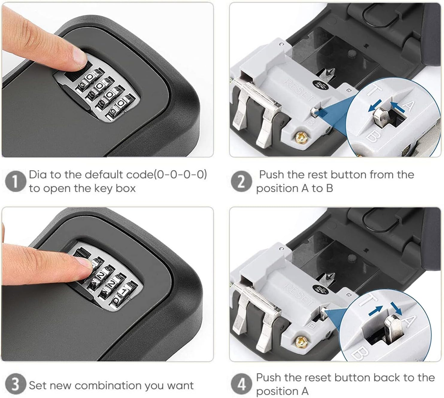 Key Lock Box, Wall Mountable Combination Lock Key Safe Storage Box Security Home Outdoor Digit image number 6