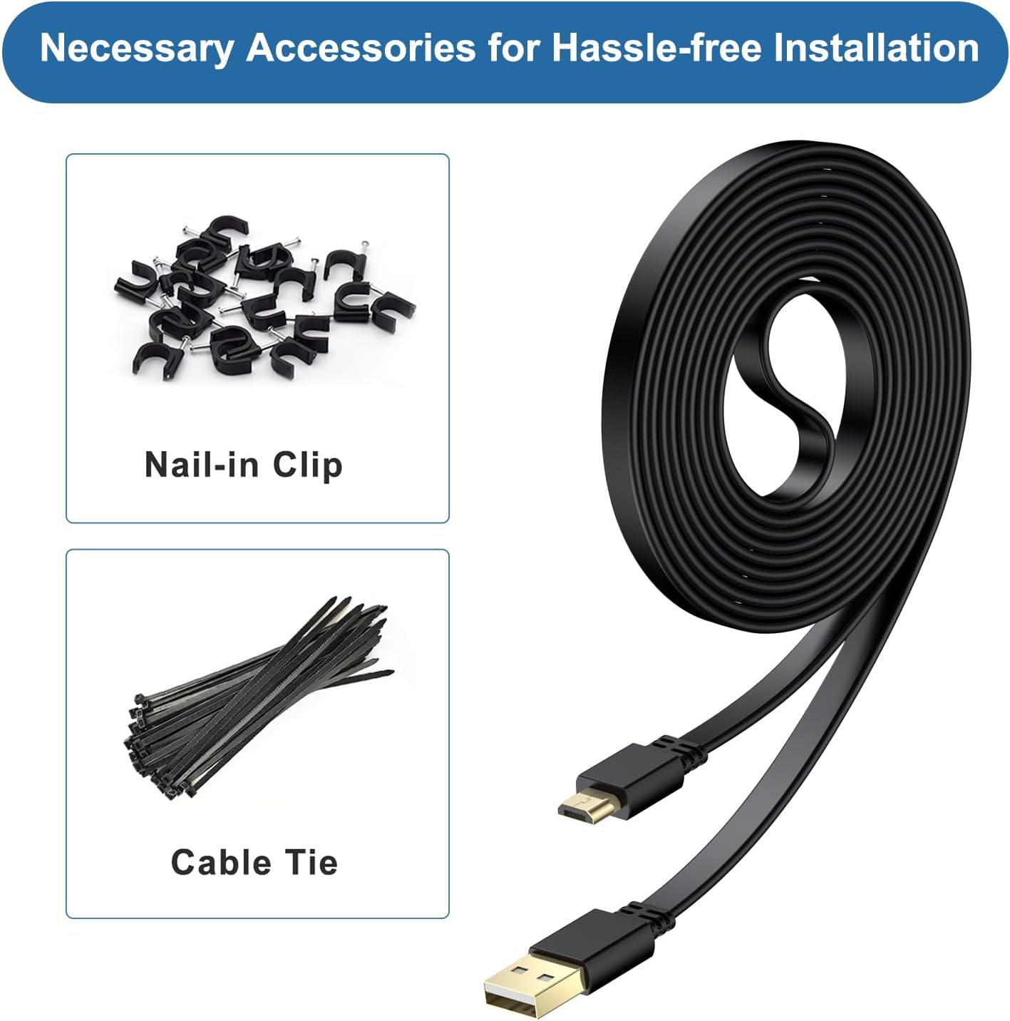 Basesailor Micro USB Power Cable 3M/2Pack,Flat Micro USB Charging Power Cord,Charger for Wyze Cam V3 V4 Pan,Nest Yi,Blink Mini XT XT2 Outdoor/Indoor 3Rd Gen,Zmodo,Furbo Dog,Netvue,Xbox One Controller image number 4