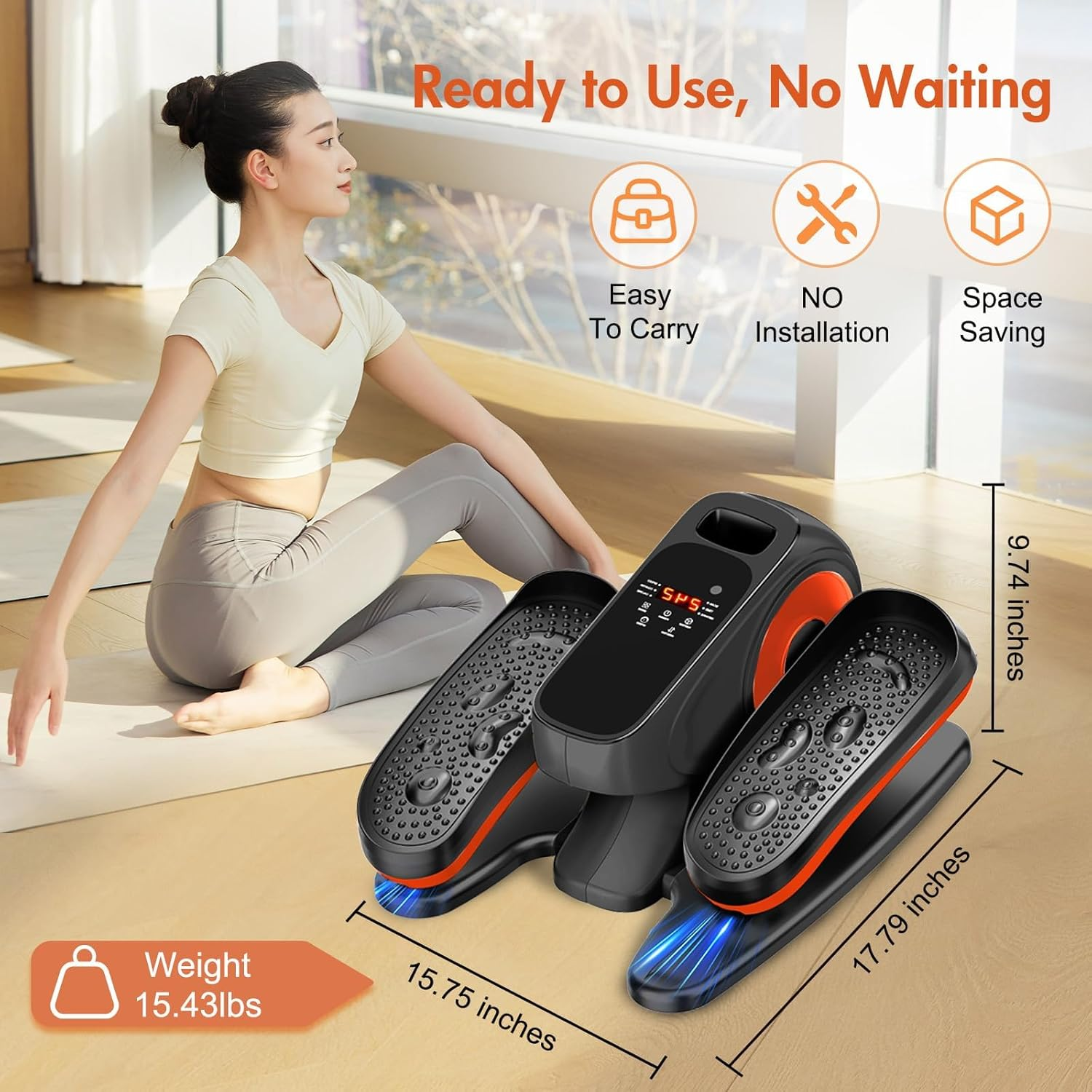 Under Desk Elliptical Machine, Electric Leg Exerciser with 15 Adjustable Settings, Compact Mini Seated Elliptical Desk Exercise Equipment, Quiet Portable Pedal Machine for Seniors image number 3