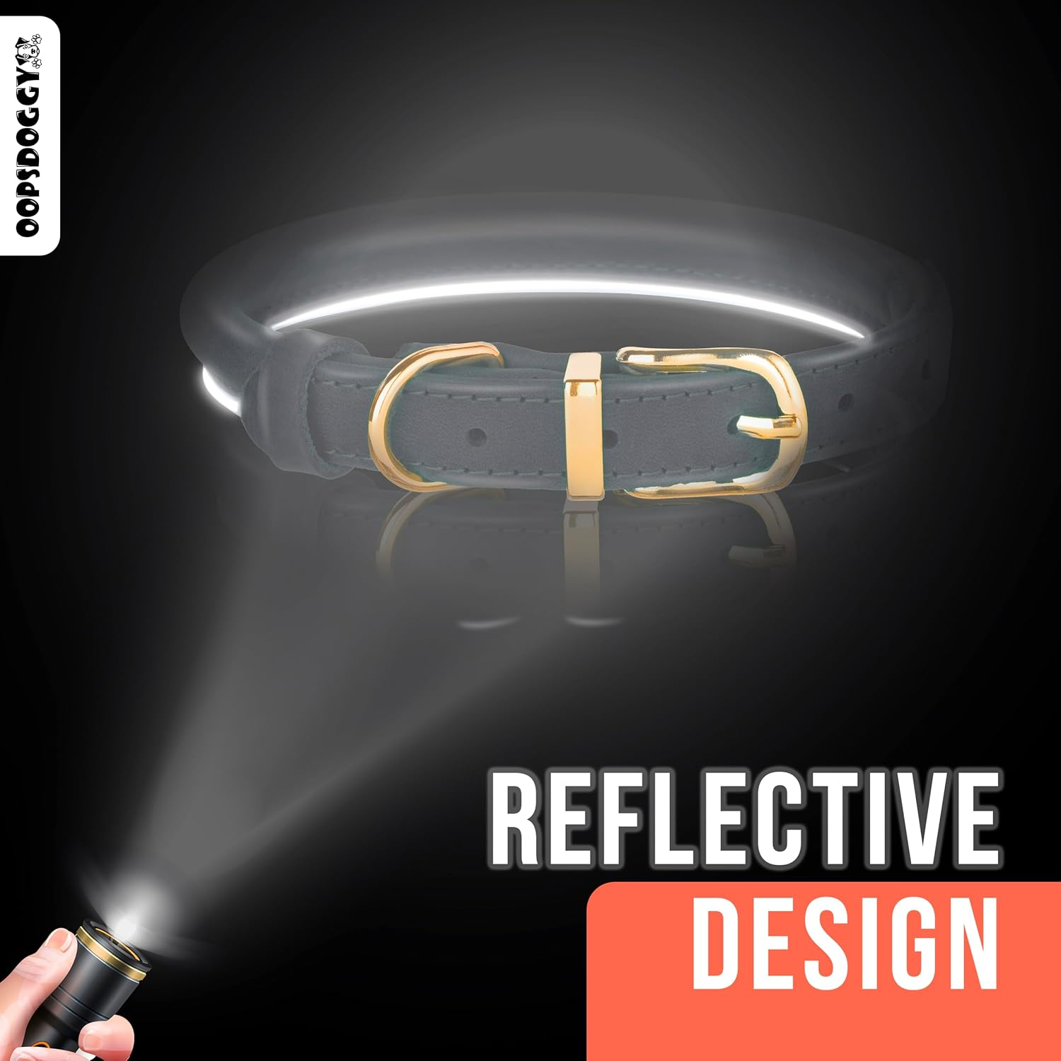 OOPSDOGGY Reflective Rolled Leather Dog Collar for Small Medium Large Dogs Puppy, 8 Colors, 7 Sizes (Blue, XXS, 7"-9")