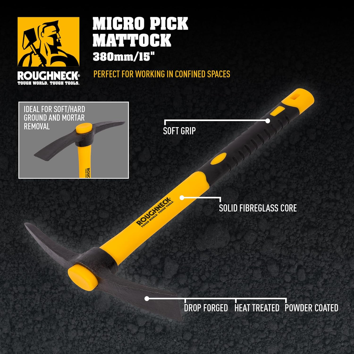 Roughneck ROU64011 Micro Pick Mattock with Fibreglass Handle, Multi, 1 - Pack image number 3