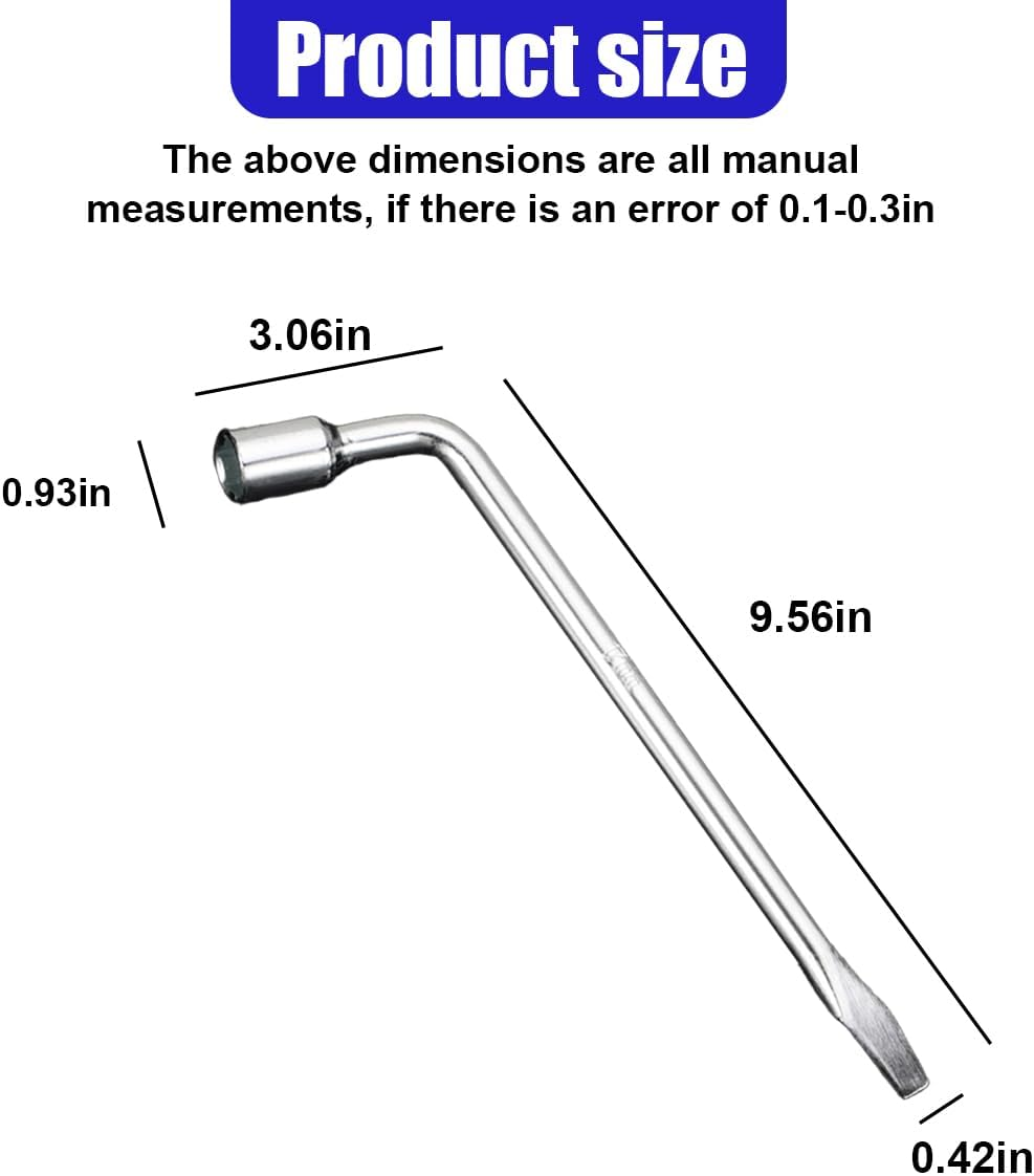 UHANBUT 17Mm Car Spare Tire Lug Wrench, L Type Automotive Tire Replacement Tool with Hexagon Slotted End, Universal Steel Vehicle Socket Repair Accessories for Jack (17Mm) image number 3