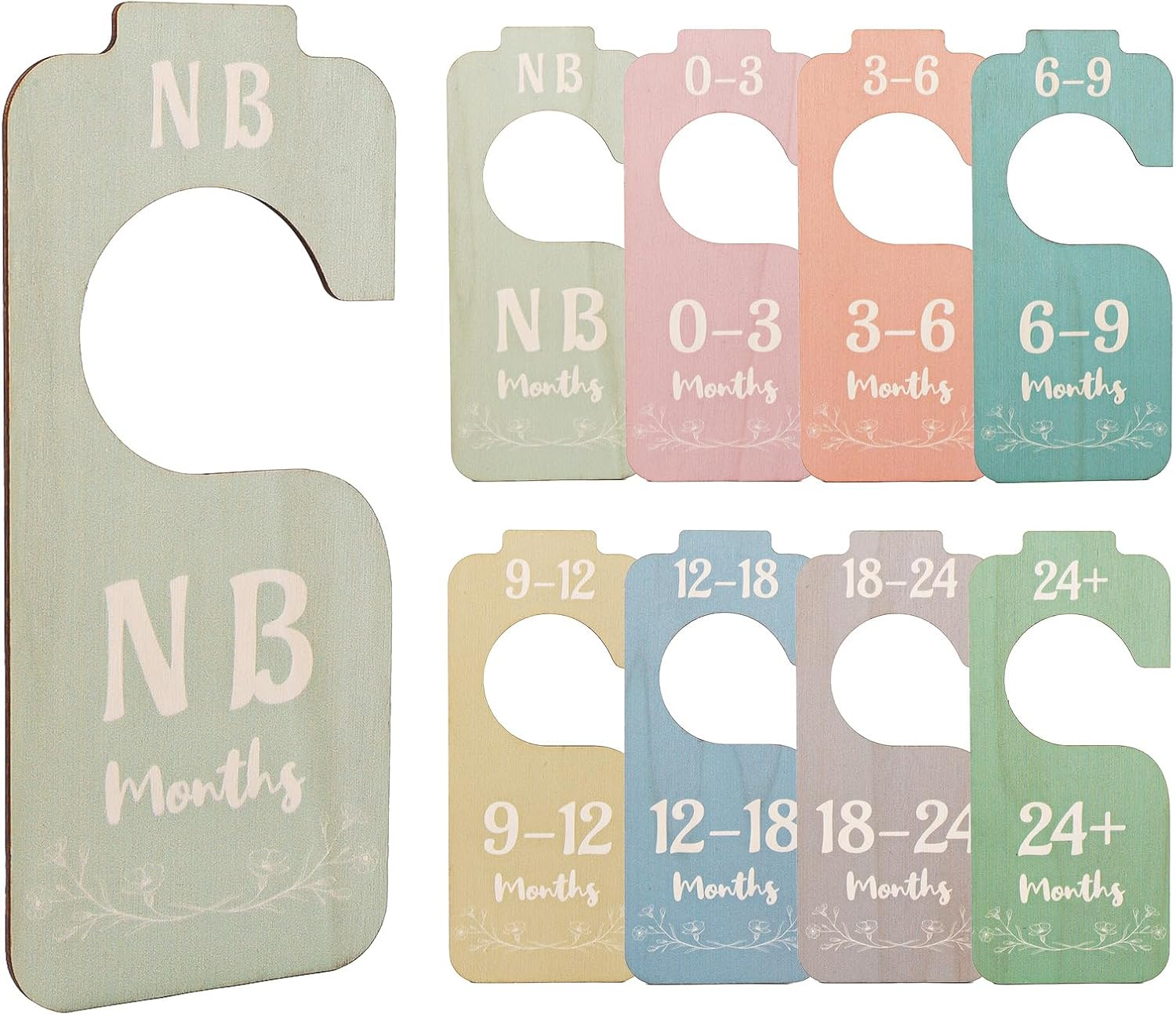 8Pcs Baby Clothes Dividers, 8 Colors Baby Wardrobe Dividers Wooden Double-Sided Baby Closet Dividers Baby Clothes Organizer Dividers Nursery Hanger Dividers from Newborn to Toddler image number 4