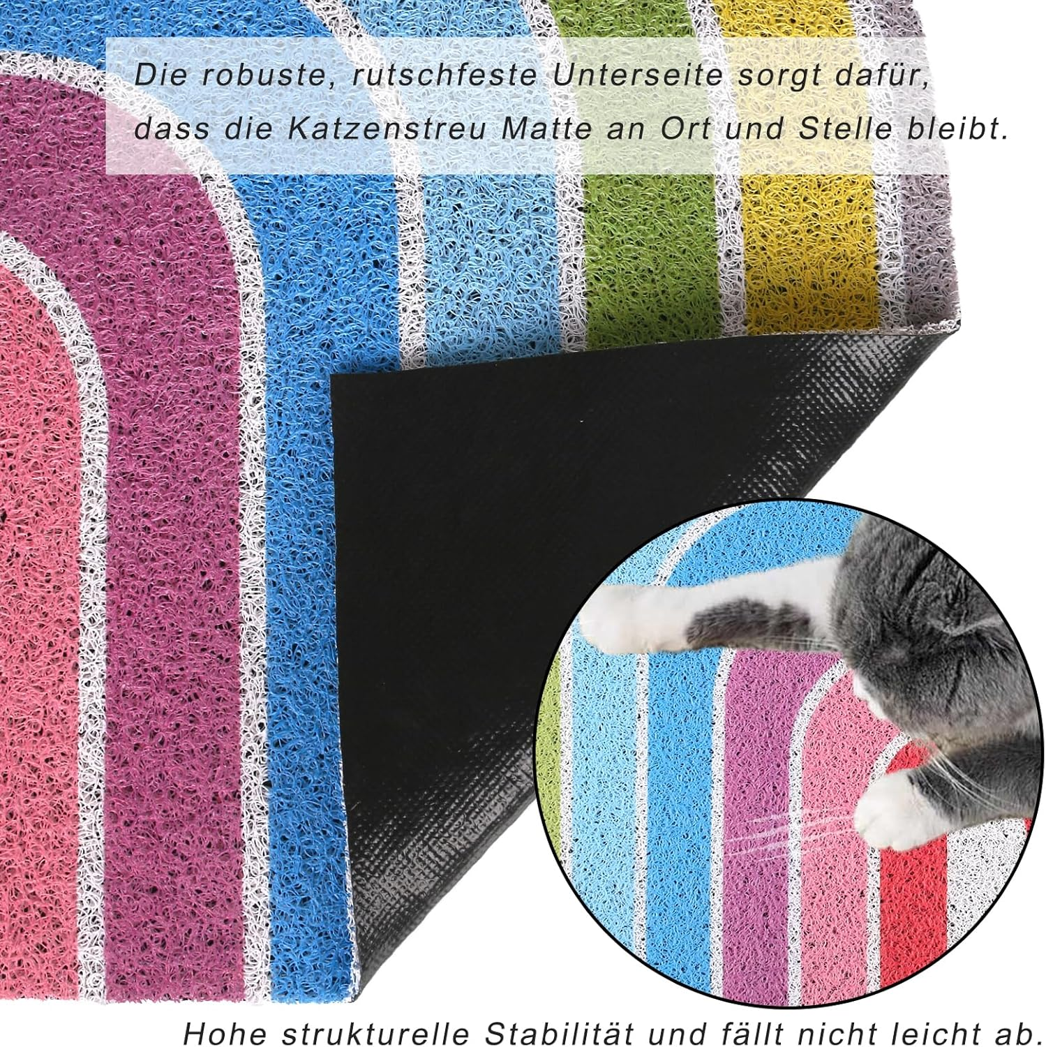 Cat Litter Mat Cat Litter Tray Mat XL 90 X 60 Cm Cat Litter Tray Mat Large Washable Cat Litter Tray Mats Non-Slip Traps for Cat Litter Trays Colourful image number 2
