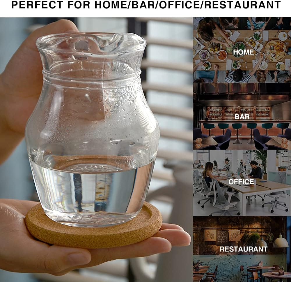 Natural round Cork Coasters for Drinks with Lip Edge Absorbent Heat and Water Resistant Reusable Durable Saucers for Bar Glass Cup/Mug Coffee Coasters (2, PCS) image number 1