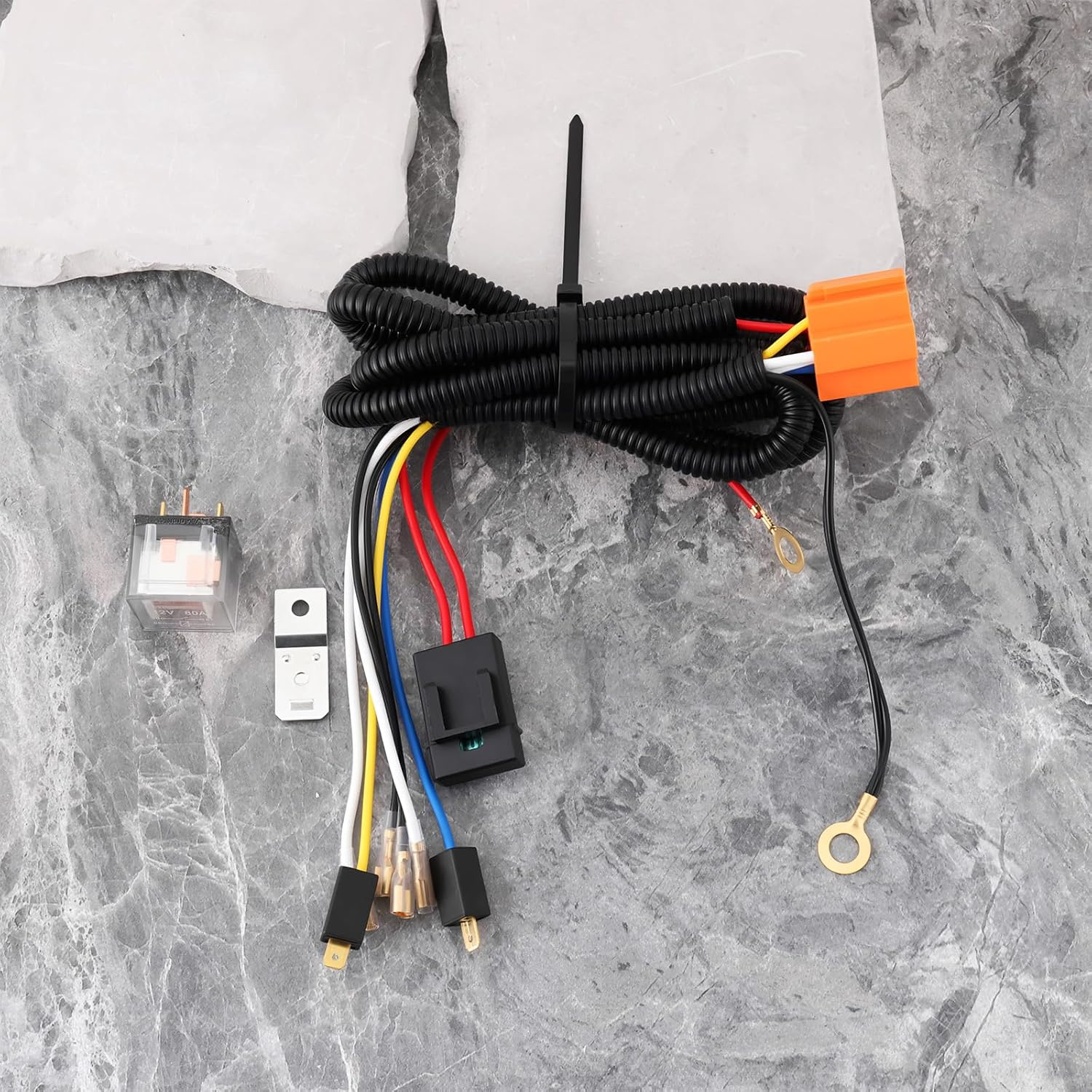 Ecsing Car Relay Grille Mount Horn Wiring Kit 12V 30A for Truck Car Auto Motorcycles image number 2