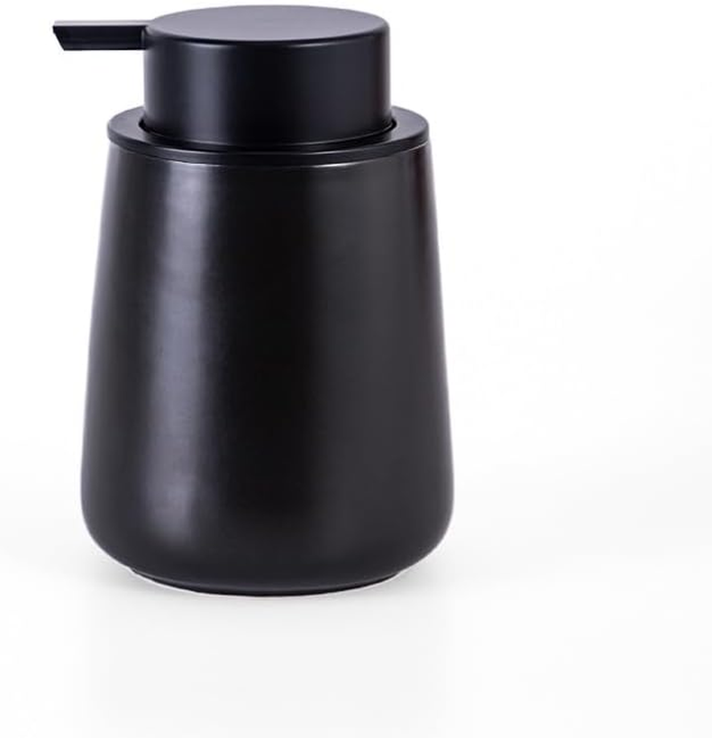 12Oz Black Soap Dispenser - Ceramic Lotion Hand Soap Dispenser with Easy-To-Press Pump, Refillable Liquid Hand Soap Dispenser for Bathroom, Dish Soap Dispenser for Kitchen （Lotion