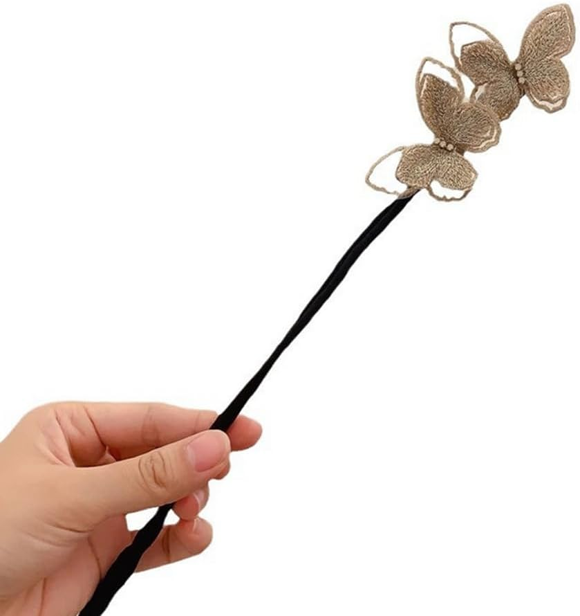 3 Pcs Butterfly Hair Bun Maker Lazy Hair Curler Crown Hairstyle Shaper French Donut Twist Hairstyle Bun Hair Accessories(3 Color) image number 6