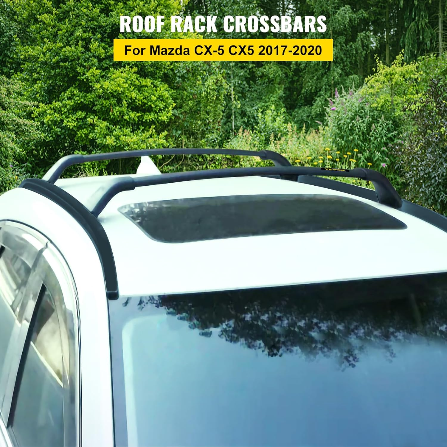 VEVOR Roof Rack Rail Cross Bar for CX-5 CX5 2017-2019, 165 LBS Capacity Aluminum Roof Rails Crossbars Replacement, Heavy Duty Cross Bars Cargo Carrier, Black image number 2