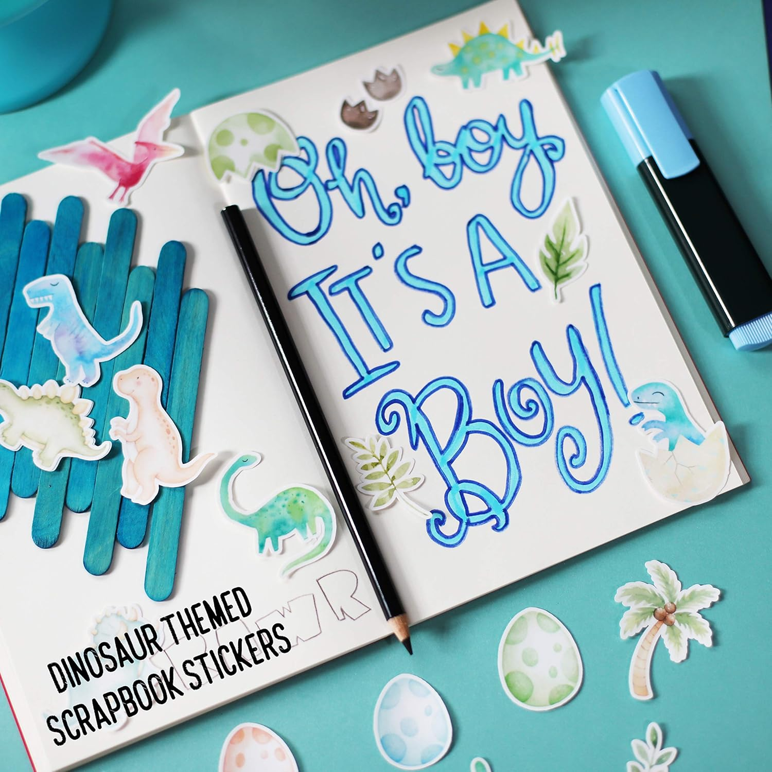 Navy Peony Fun Dinosaur Stickers (44Pcs) &mdash; for Dino Scrapbooks, Planners image number 1