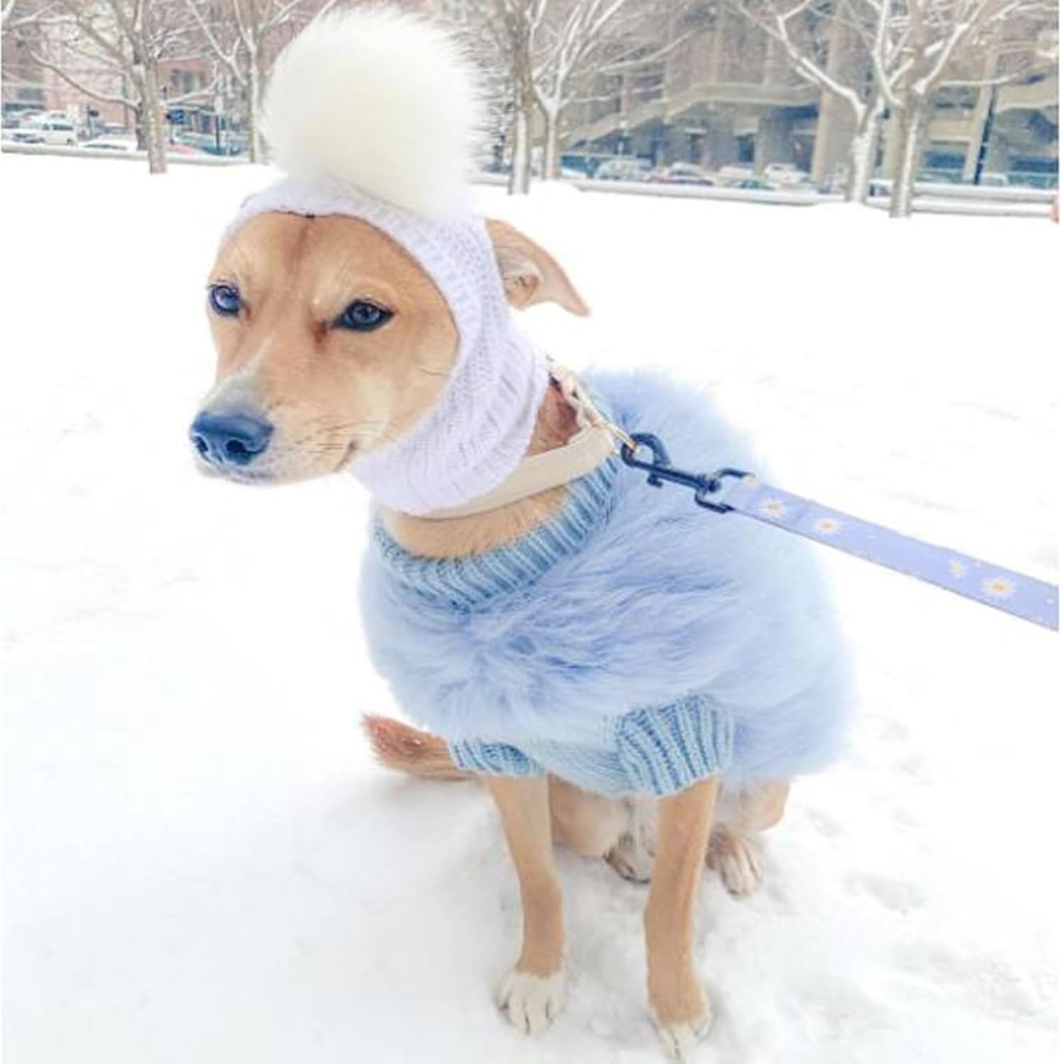 Luxury Dog Sweater Fashion Winter Warm Dog Sweater Pet Party Pullover with Feather Puppy Coat for Small Medium Dogs(Pink,Xl) image number 1