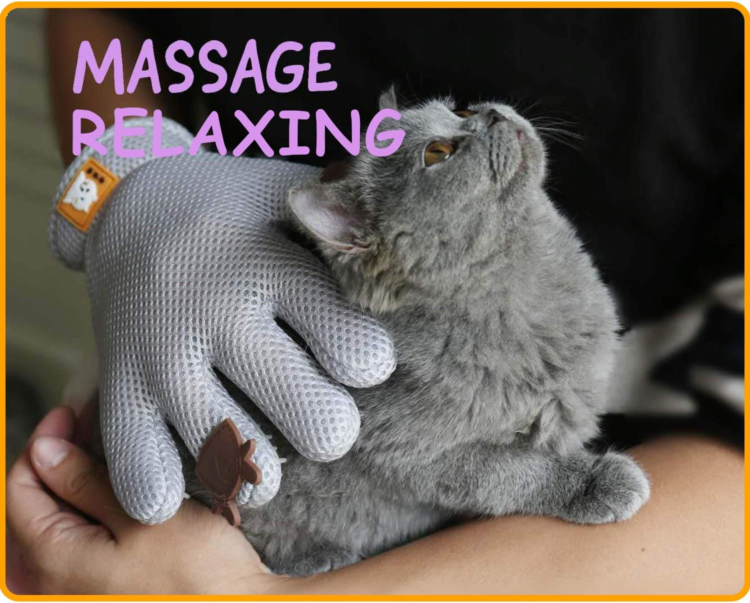 Pet Grooming Glove - Cat Dog Gentle Deshedding Brush Glove - Efficient Pet Hair Remover Massage Mitt - Enhanced Five Finger Design Perfect for Long Short Fur, Right Hand (Grey) Pet Bathing image number 4