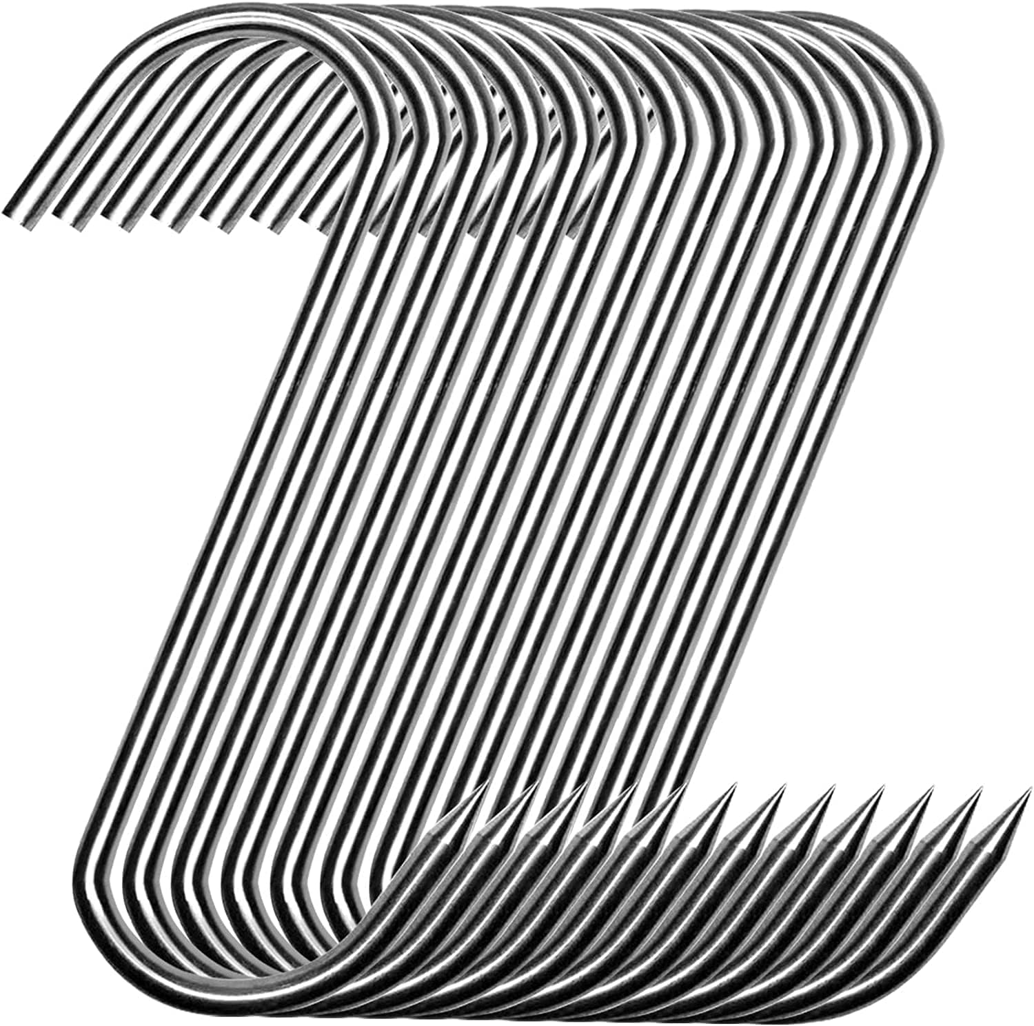 GERUSEA 5.12Inch Meat Hooks,20Pcs 304 Stainless Steel Butcher Hook Smoking Hooks,Hanging, Drying, Butchering, BBQ, Grilling，Jerky. (5.12In) image number 3