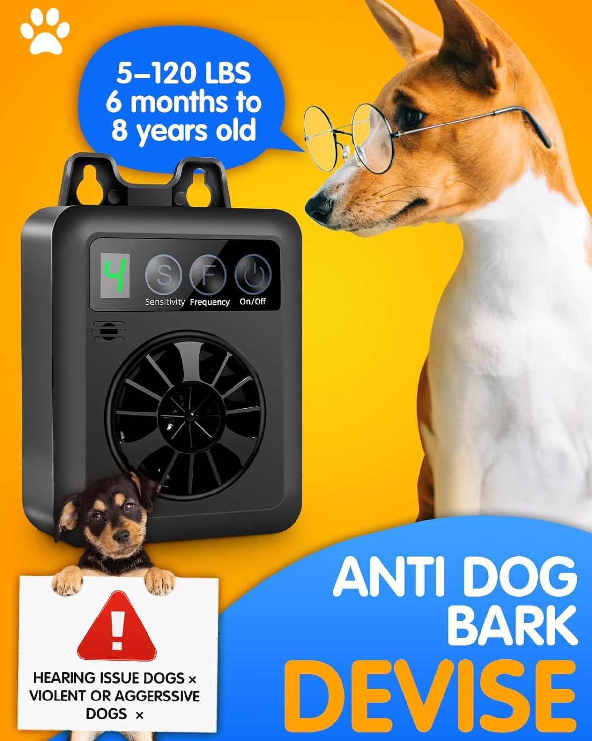 Anti Barking Device, Upgraded Dog Barking Control Devices with 4 Adjustable Sensitivity/Frequency Levels, Rechargeable Ultrasonic Dog Bark Deterrent Pet Behavior Training Tool for Almost Dogs image number 6