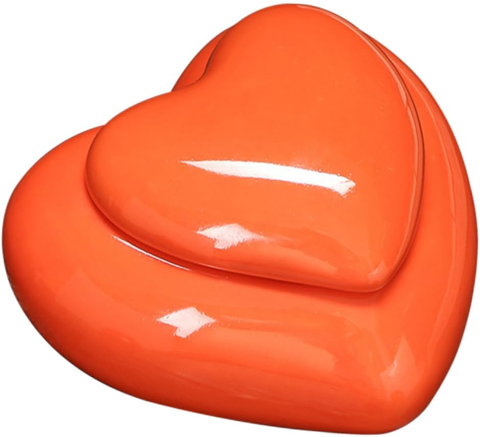 SHOWERORO Creative Heart-Shaped Ceramic Tea Jar Souvenir Lid Storage Container for Tea-Leaf Empty Jar for Home Decor image number 3