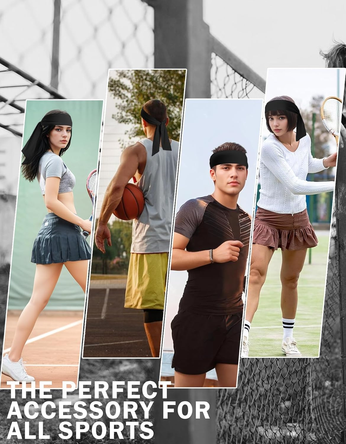 3 Pcs Sports Headband, Tie Headband for Men -Tennis Headband for Women,Sweat Band for Workout, Head Tie for Running, Football, Basketball,Athletics image number 1