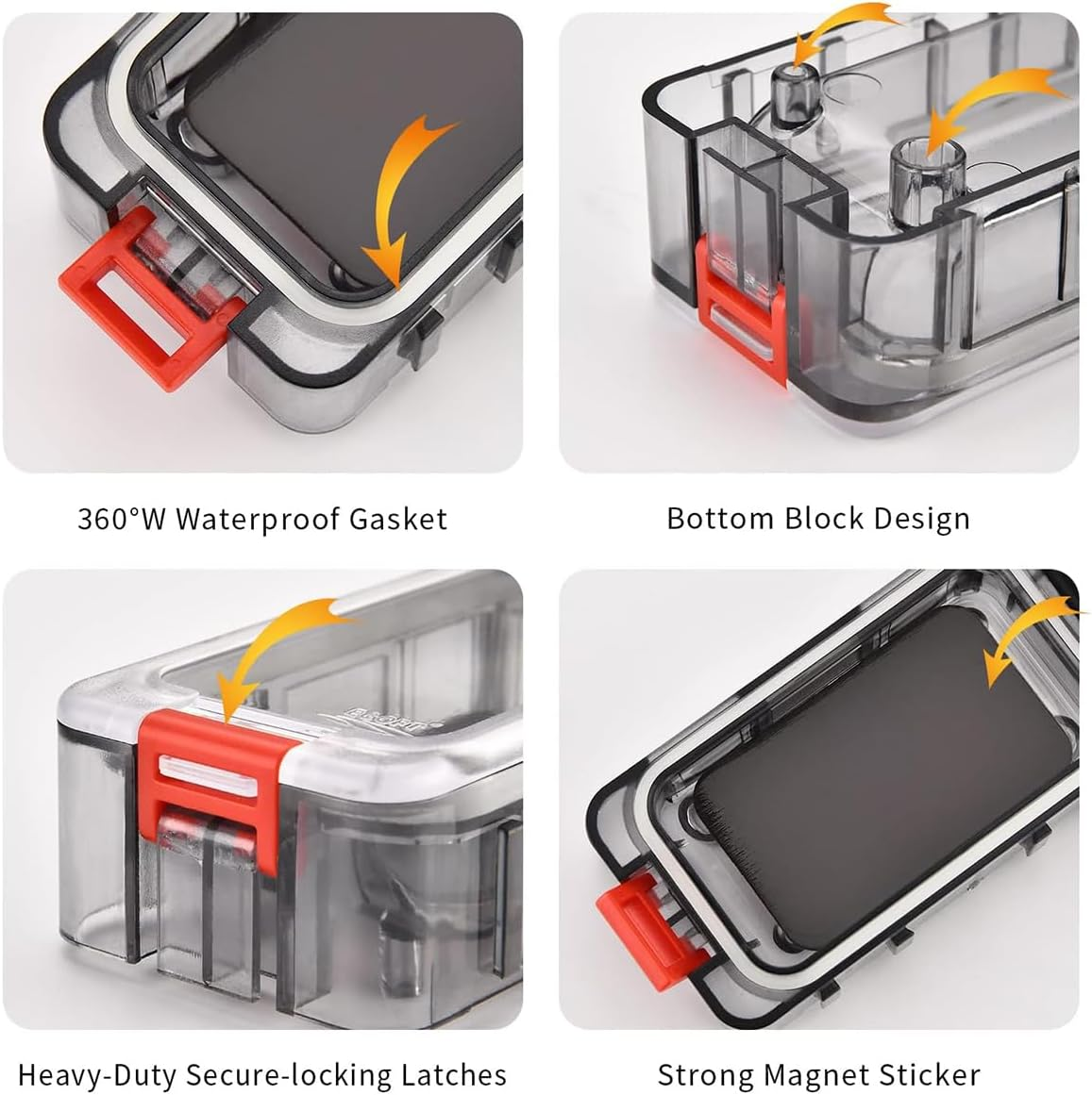 AIMALL Waterproof Fishing Hook Storage Box &ndash; 12Pcs Modular Tackle Organizer with Secure-Locking Latches, Magnetic Pad, and Multi-Directional Splicing for Rock & Boat Fishing image number 6