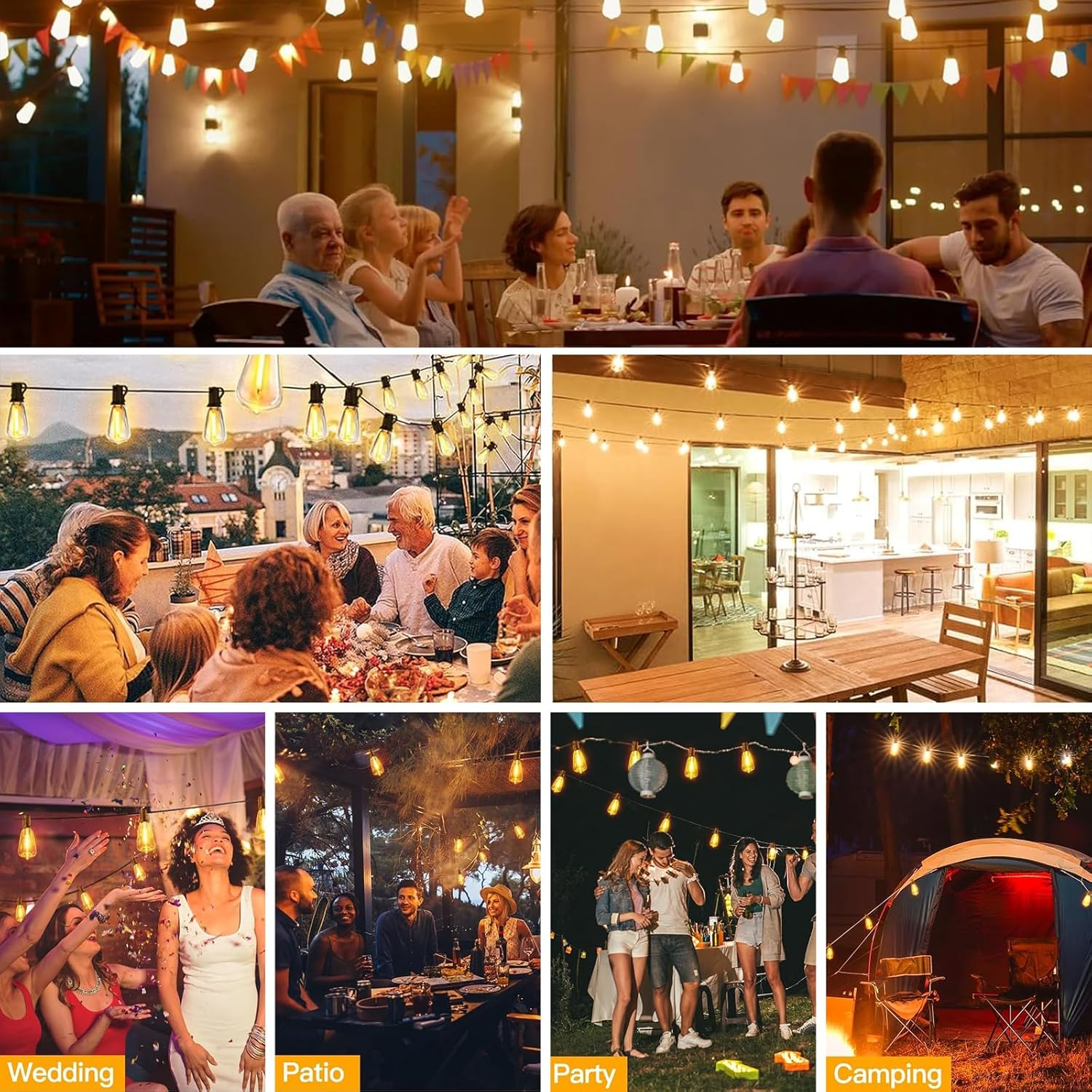 Roccar Festoon Lights Outdoor, 30M String Lights with 50+2 LED Bulbs, Waterproof and Shatterproof Plug-In Outdoor Lights, outside Fairylights for Backyard,Porch,Patio image number 3