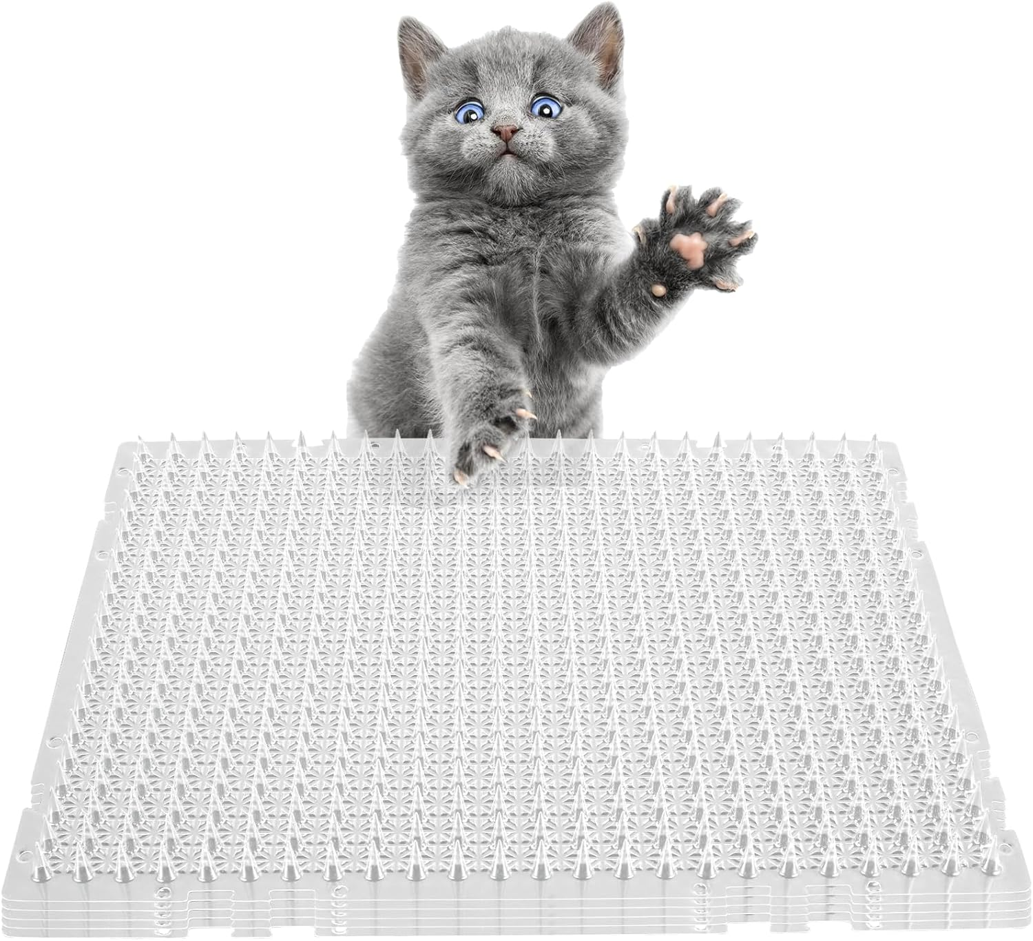 5 Pack Scat Mat for Cats Clear Pet Spike Mats with Spikes to Deter Dogs and Other Animals Away Cat Repellent Indoor Outdoor Scat Mat for Sofa Door Balcony Patio 16 X 13 Inches Pouywh(Transparent) image number 3