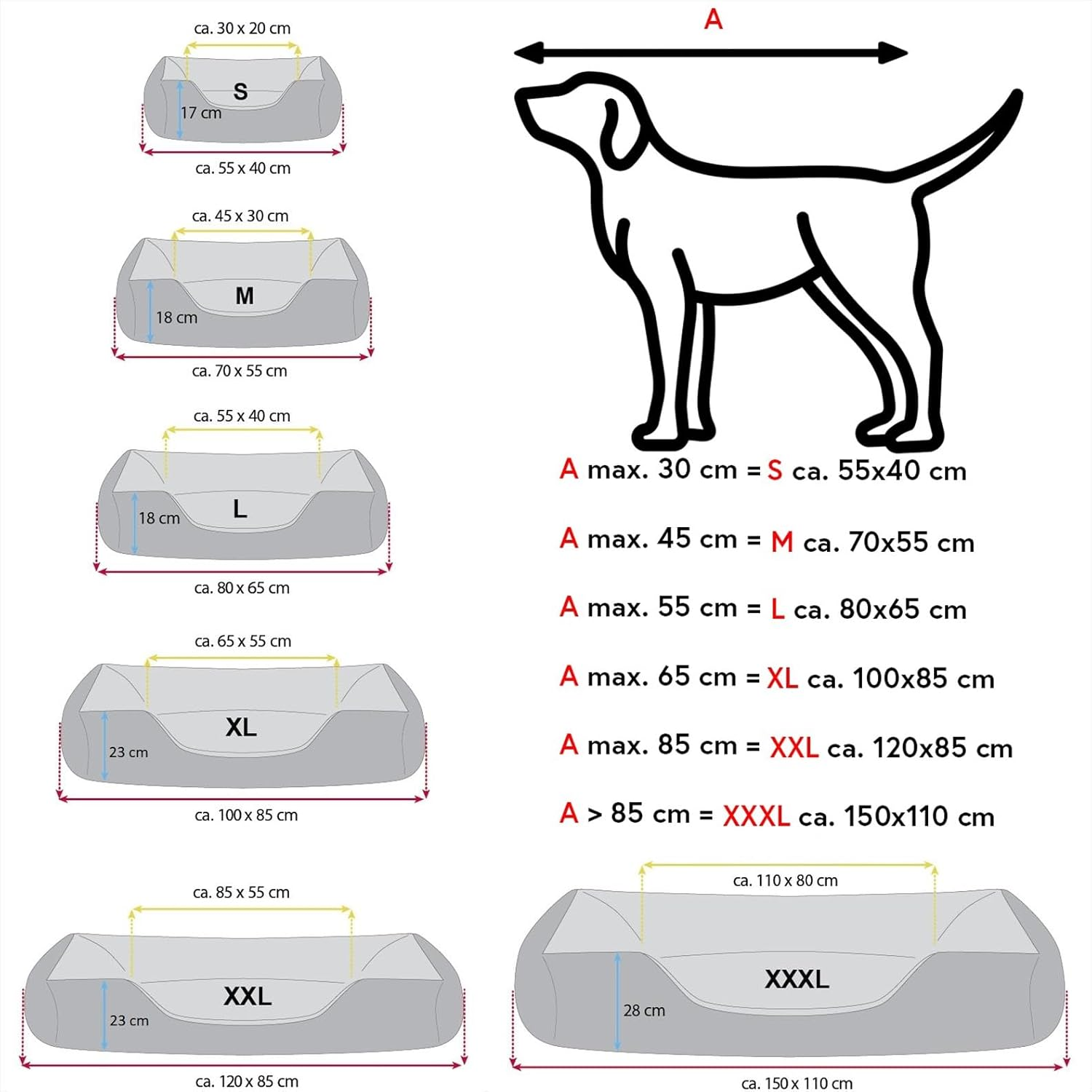 Beddog Lupi Dog Bed with Removable Washable Cover, Dog Basket, Dog Sofa for Medium Large Dogs, L, Black/Grey image number 1