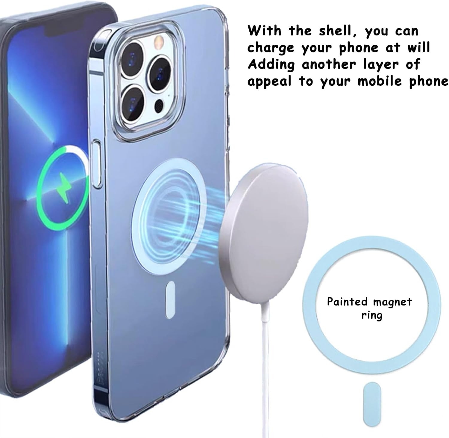 JANGJANG 6 Colors Universal Magnetic Adapter Ring, Compatible with Magsafe Accessories, Wireless Charging, Compatible with Iphone 16/15/14/13/12/11 (Mini, Pro, Max) and Samsung Galaxy S22/S21 FE Ultra image number 1