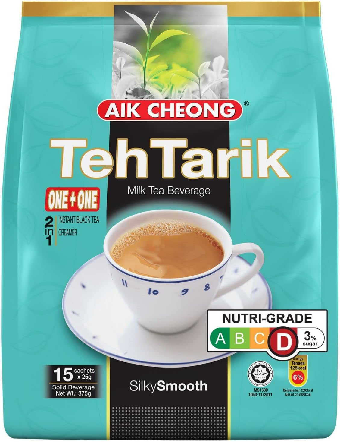 Aik Cheong Teh Tarik 2 in 1 Instant Milk Tea | Creamy Malaysian Milk Tea with Premium Milk Powder and Tea Extract | No Added Sugar | Convenient Sachets for Quick Preparation | 25 G X 15 Pack