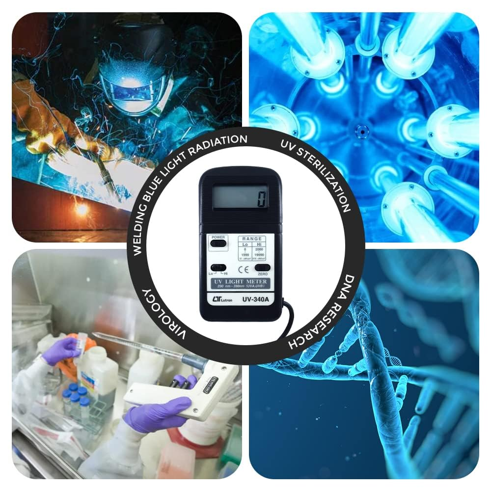 Mini Digital Lux Meter LCD Display Handheld Illuminometer Luminometer Photometer Luxmeter Light Meter 0-200000 Lux|Model: UV-340A image number 3