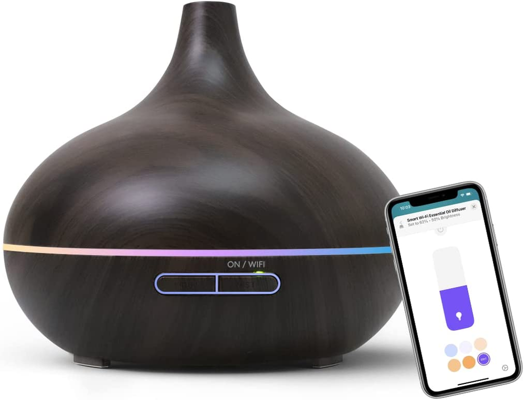Smart Wifi Essential Oil Diffuser Works with Apple Homekit, Alexa & Google Home, Ultrasonic Aromatherapy Diffuser & Mist Humidifier with Voice & APP Remote Control, Schedule & Timer, RGB Light