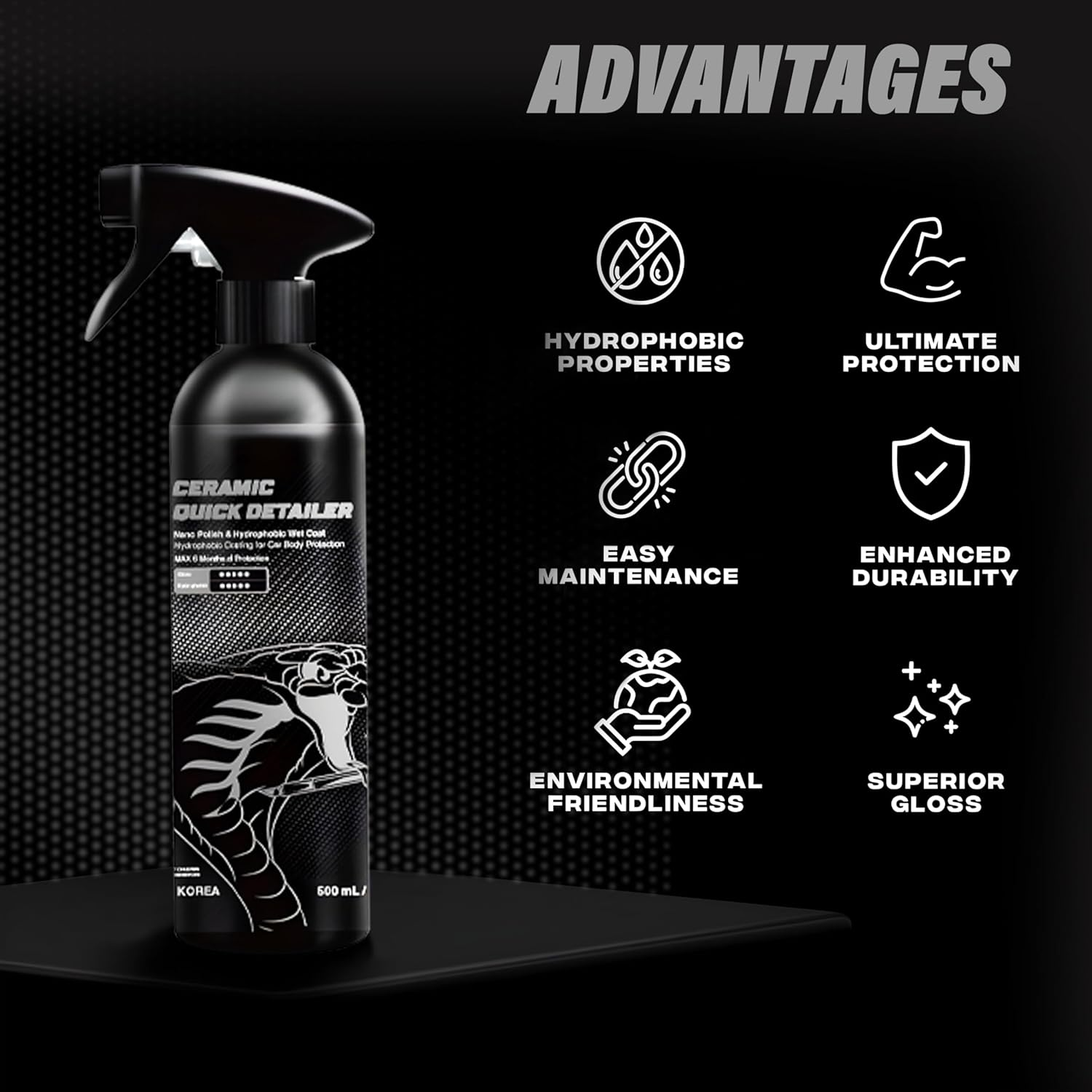 Cobra WRAP TOOLS Ceramic Quick Detailer - Hydrophobic Coating for Superior Car Body Protection - Long-Lasting Shine & Water Repellency - Easy Application & Streak-Free Finish | 500Ml image number 6