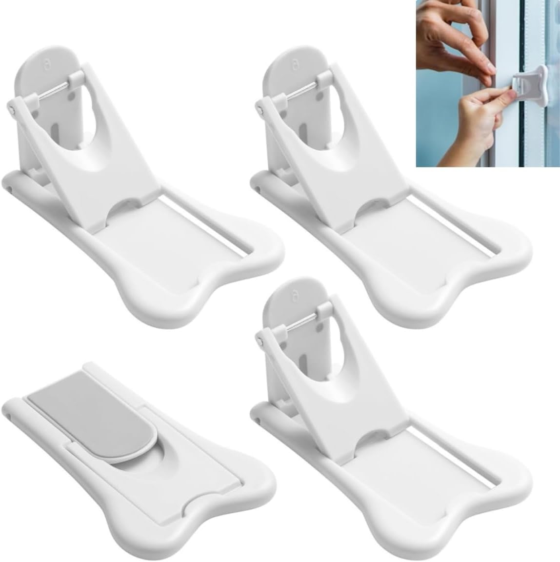 Gewaha Sliding Door Lock for Safety, Window Stoppers for Vertical Windows, Sliding Glass Door Lock for Proof (4 Pack) image number 5