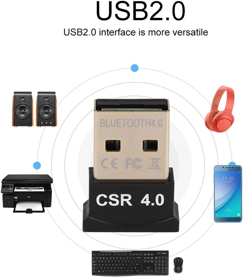 Ejoyous CSR8510 Chip Bluetooth 4.0 Adapter (BTD-401) USB2.0 Port, Compatible with Win/Mac (10.2-10.84) Works with Headphones/Keyboards/Printers Supports 8-Device (No Driver CD) image number 6