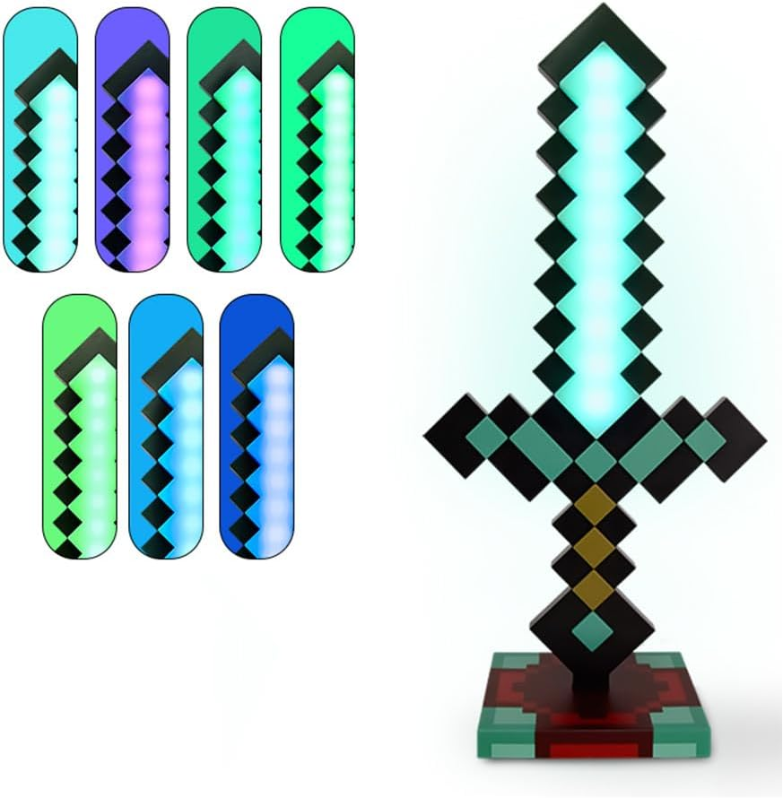 OVLENG Carft Diamond Sword Lamp - Night Lamp for Gaming Desk or Nightstand, 7 Adjustable Color Modes, Works with USB-C image number 2
