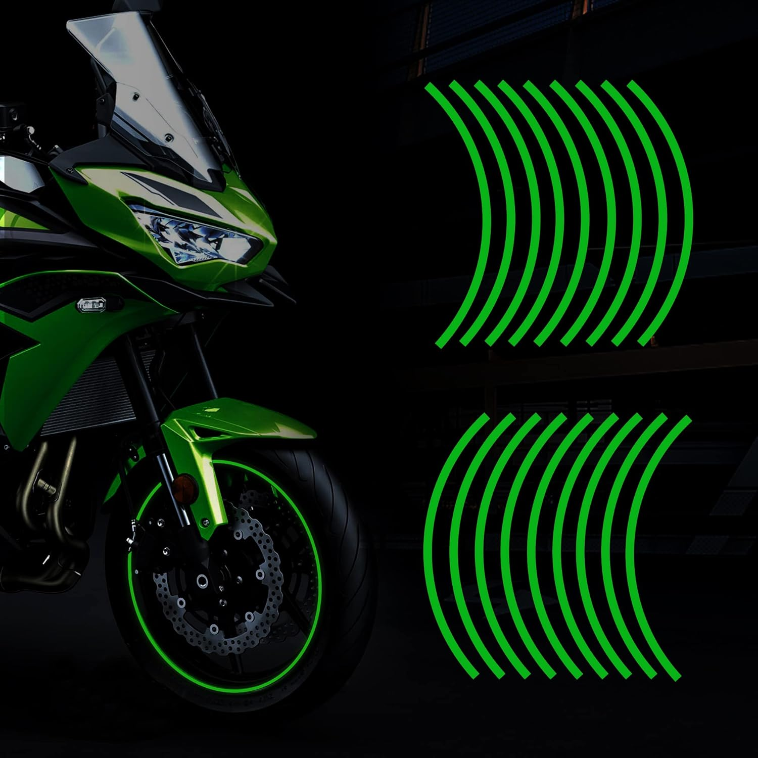 TOMALL 17" Reflective Wheel Rim Tape Sticker for Motorcycle Wheels Car Cycling Bike Bicycle Night Reflective Safety Decoration Stripe Universal (White)